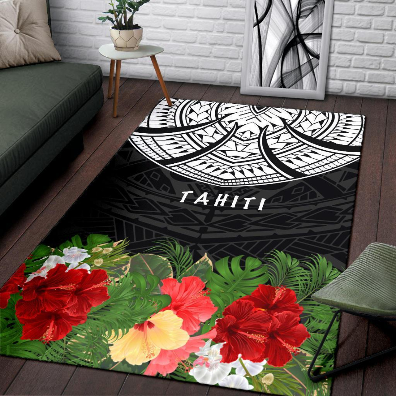 Tahiti Polynesian Area Rug - Ginger Lei Pattern Polynesian 1