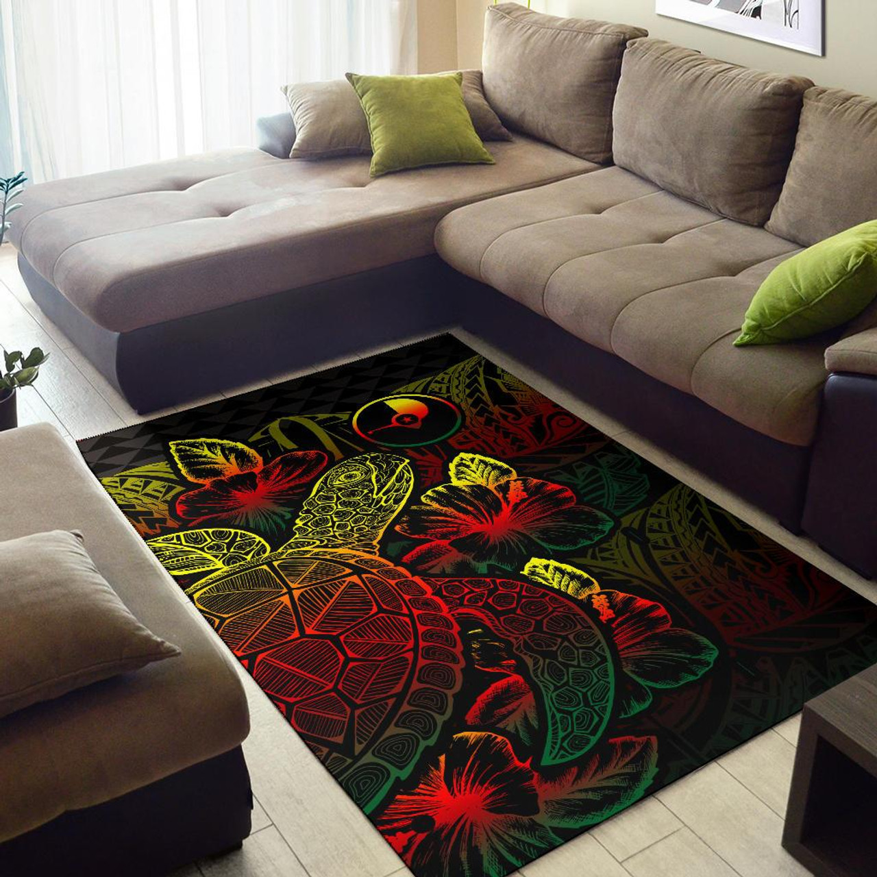 Yap Area Rugs Turtle Hibiscus Reggae Polynesian 2