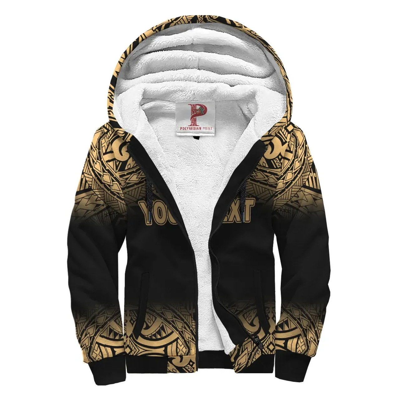 Samoa Personalised Custom Polynesian Sherpa Hoodie - Fog Gold 1