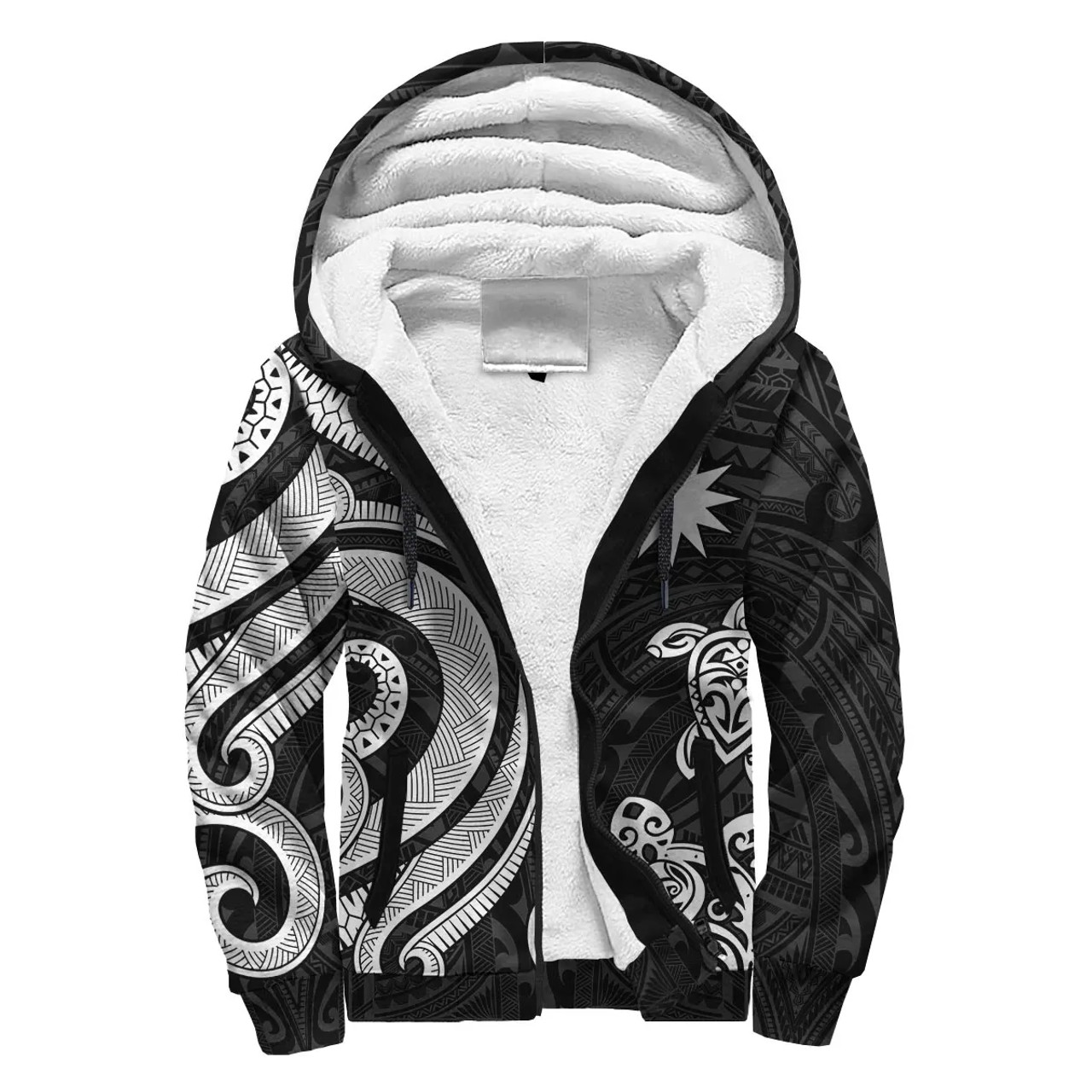 Nauru Sherpa Hoodie - White Tentacle Turtle Crest 1