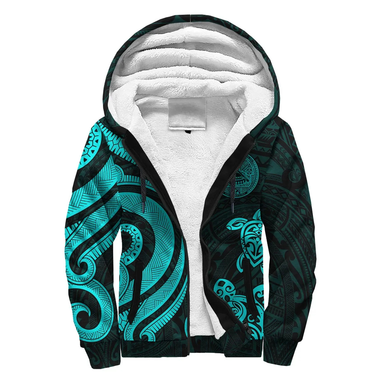 American Samoa Sherpa Hoodie - Turquoise Tentacle Turtle 1