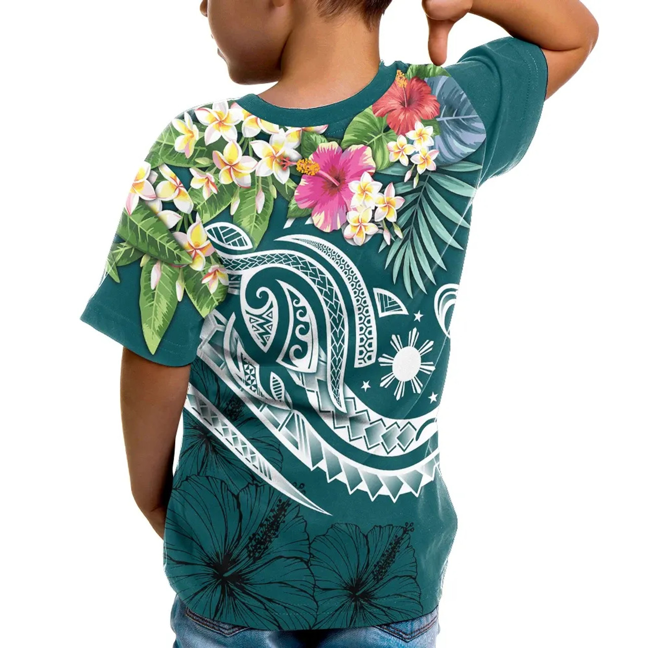 The Philippines T-Shirt - Summer Plumeria (Turquoise) 3