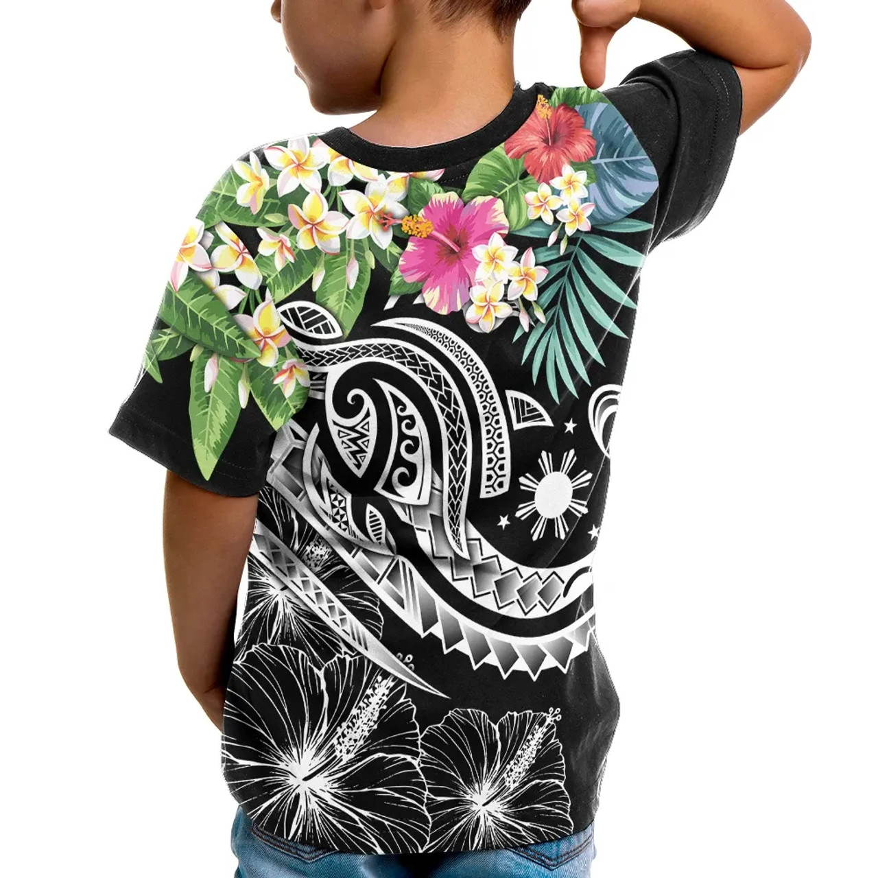 The Philippines T-Shirt - Summer Plumeria (Black) 3