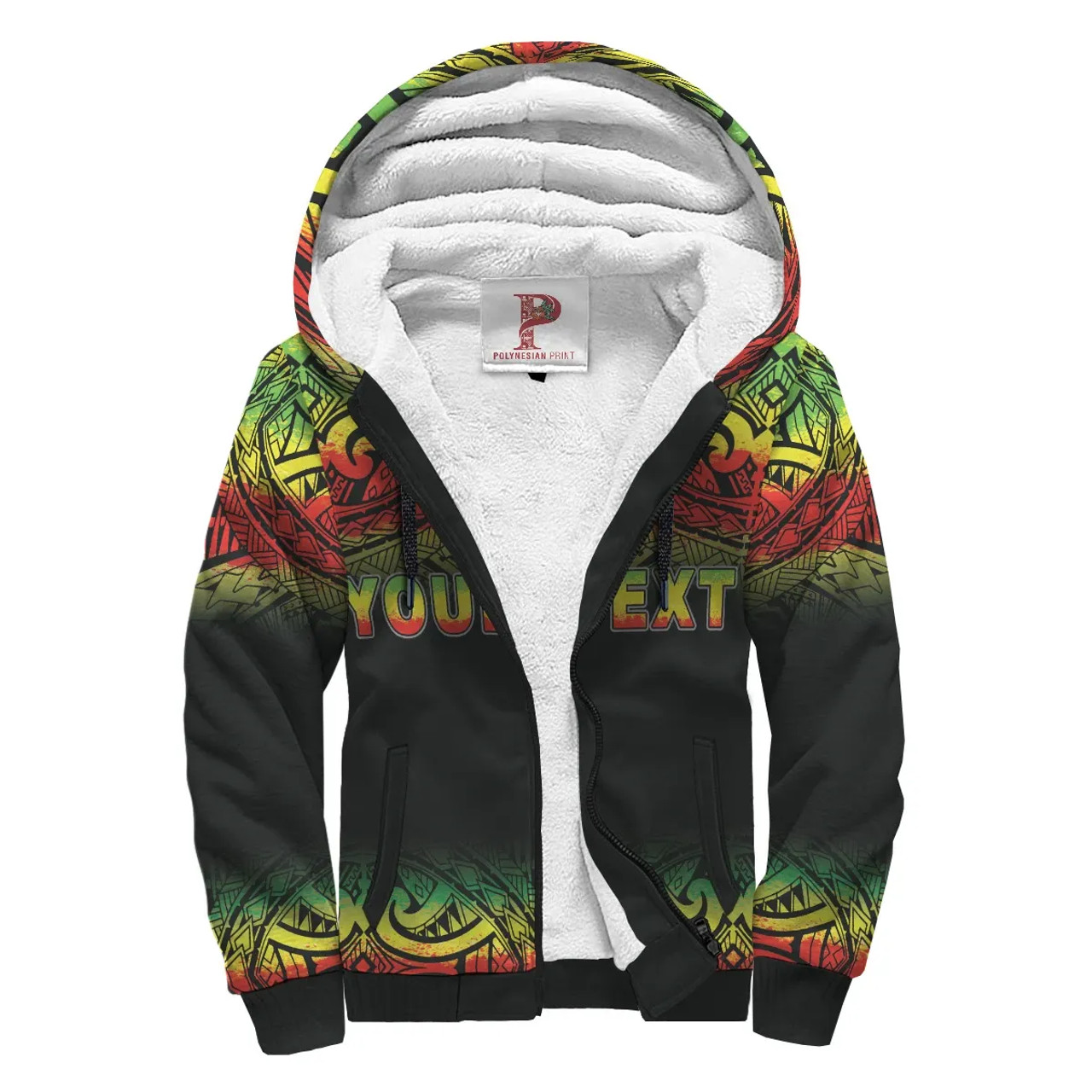 Northern Mariana Islands Polynesian Personalised Custom Sherpa Hoodie - Reggae Fog 1