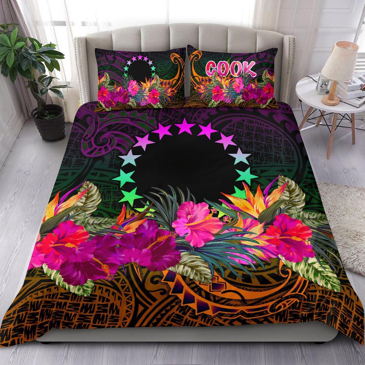 Cook Islands Polynesian Bedding Set - Summer Hibiscus 1