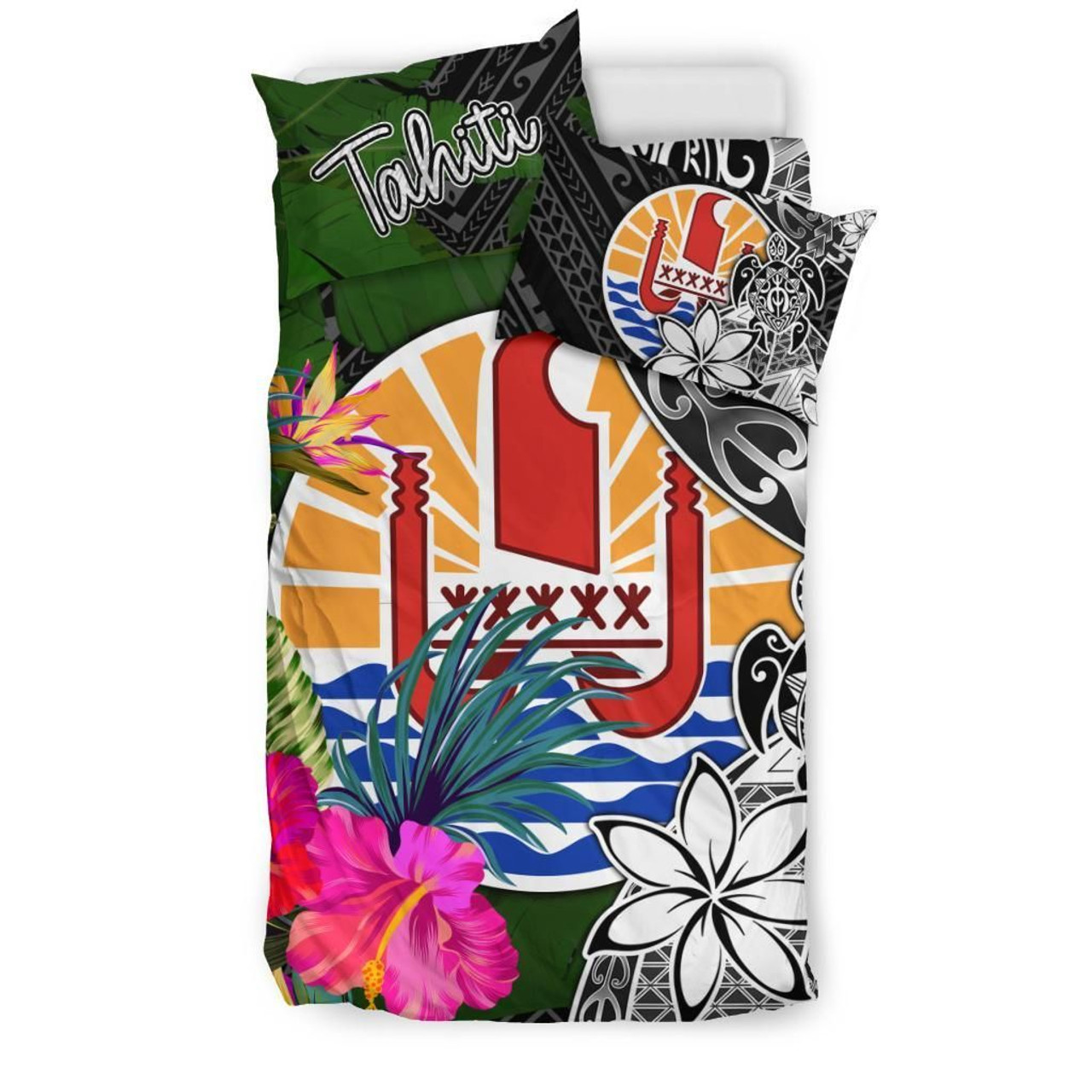 Tahiti Bedding Set - Turtle Plumeria Banana Leaf 2