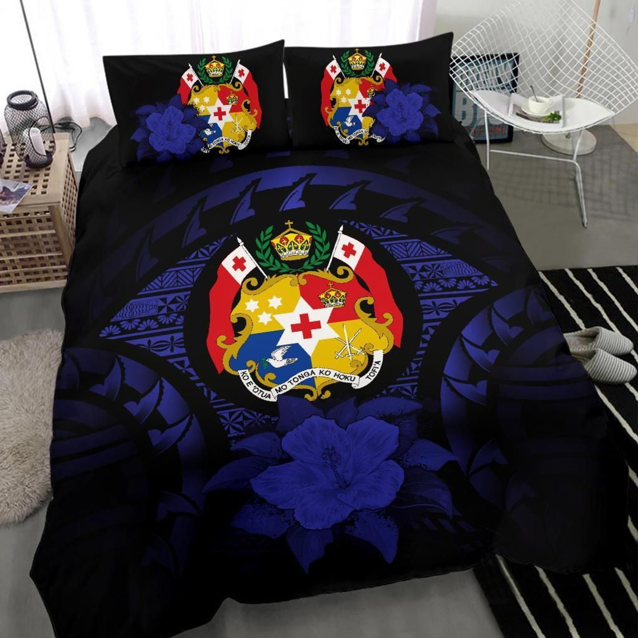 Guam Bedding Set - Polynesian Hook And Hibiscus (Red) 6