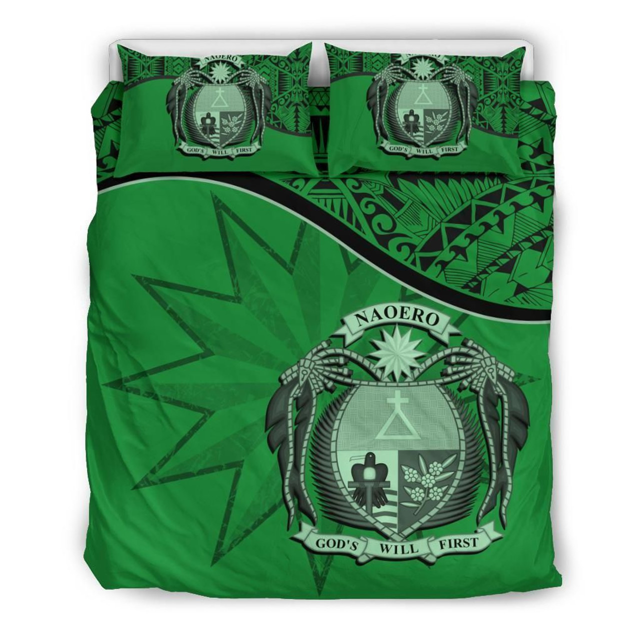 Nauru Duvet Cover Set - Nauru Bedding Flag & Coat Of Arms Green 2