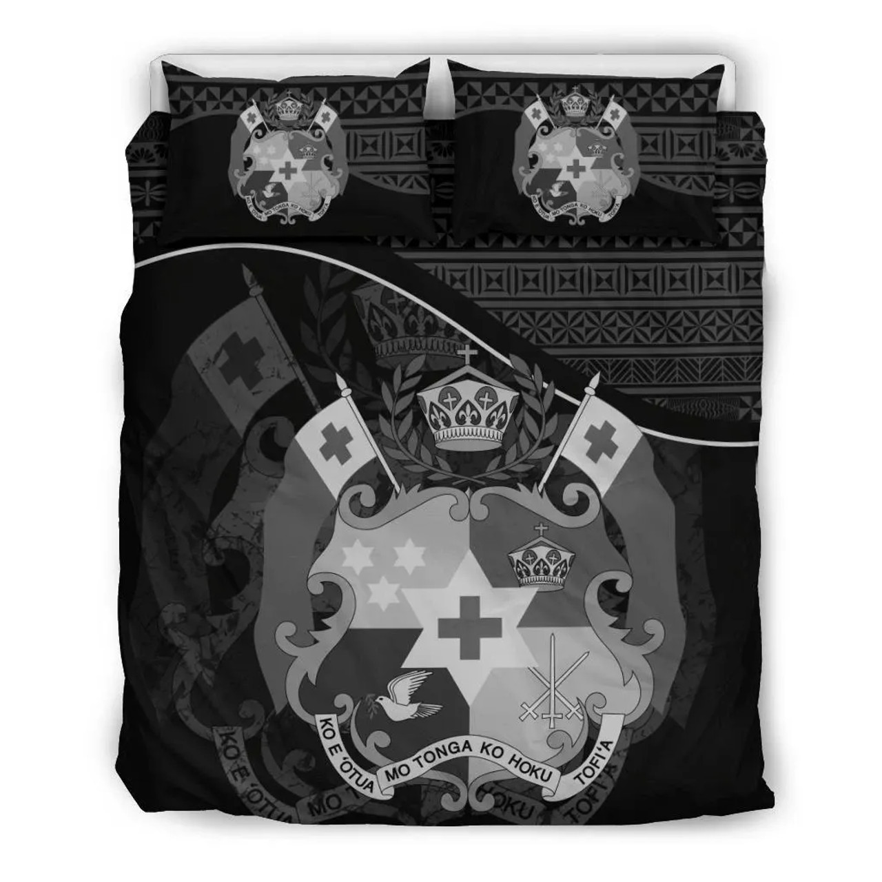 Polynesian Duvet Cover Set - Tonga Bedding Set Black 2