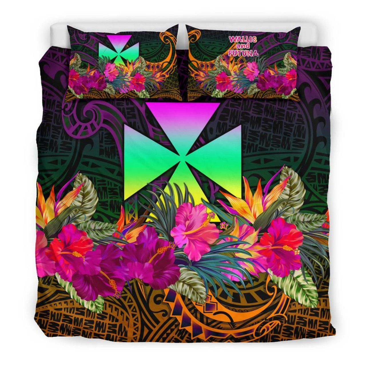 Nauru Polynesian Bedding Set - Turtle With Plumeria And Hibiscus 4