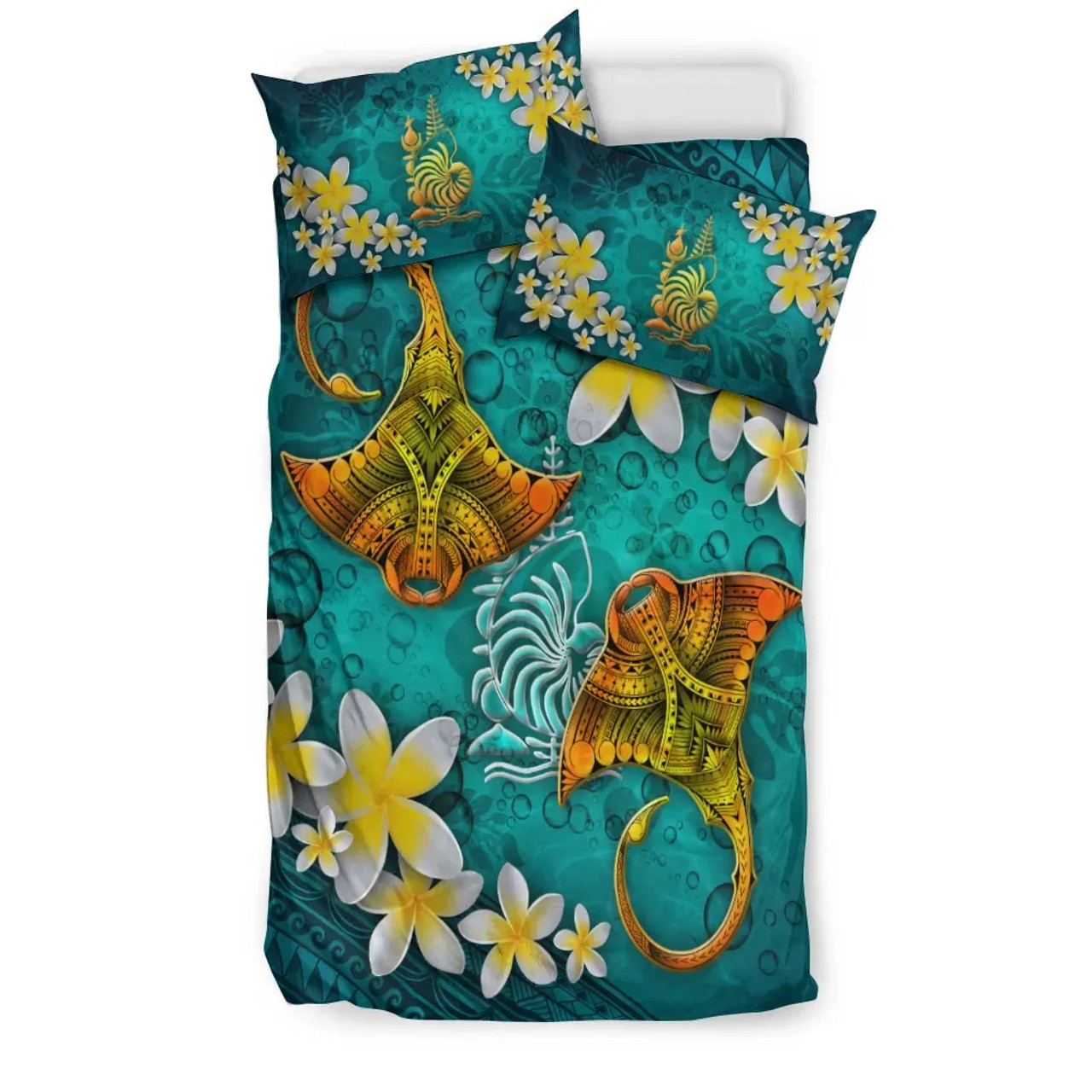 New Caledonia Polynesian Bedding Set - Manta Ray Ocean 3