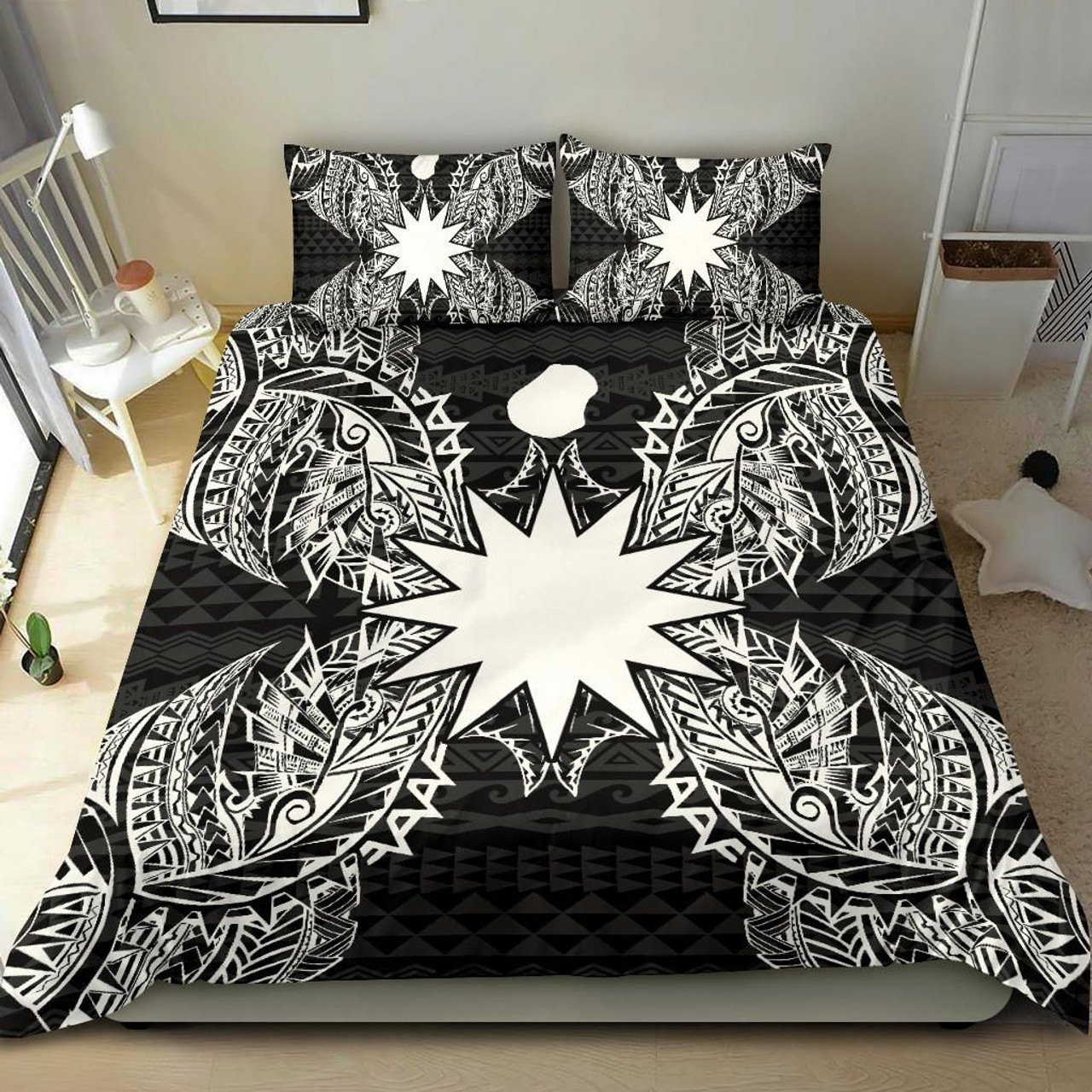 Polynesian Bedding Set - Nauru Duvet Cover Set Map Black 2