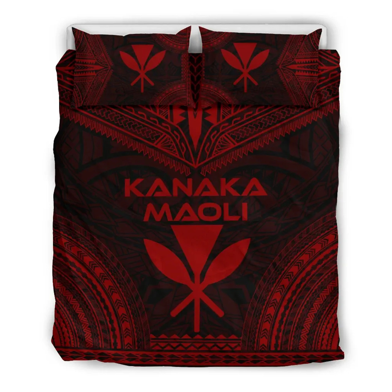 Kanaka Maoli Polynesian Chief Duvet Cover Set - Red Version 1