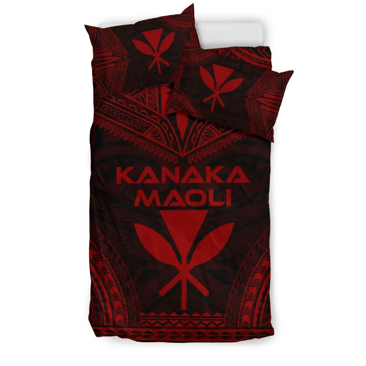 Kanaka Maoli Polynesian Chief Duvet Cover Set - Red Version 2