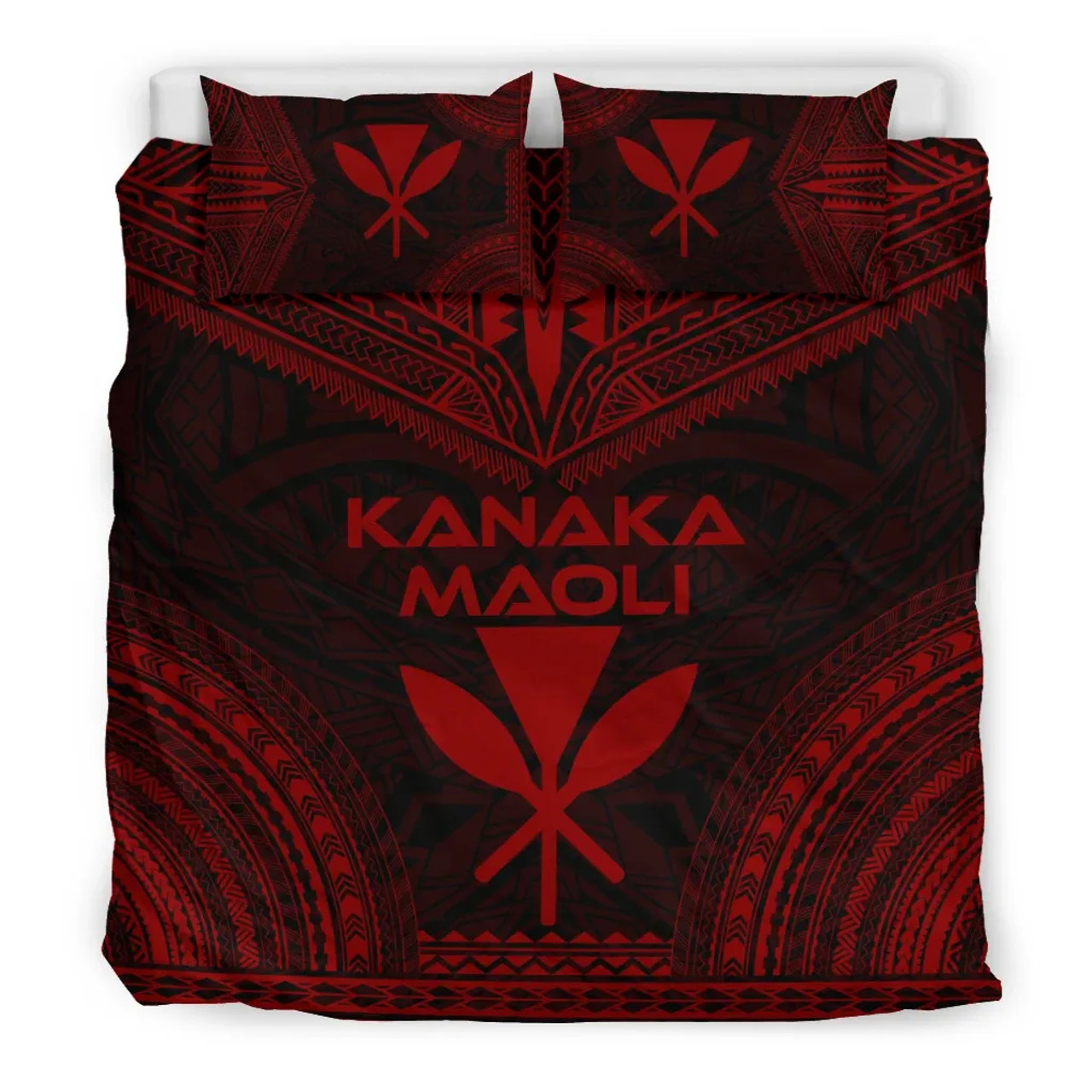 Kanaka Maoli Polynesian Chief Duvet Cover Set - Red Version 3