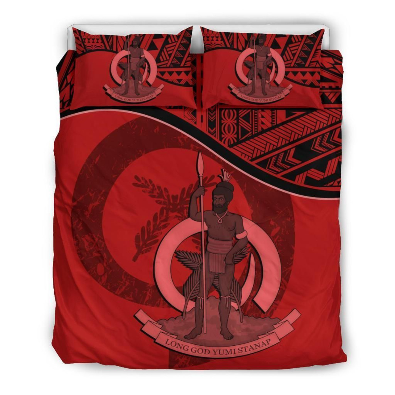 Vanuatu Duvet Cover Set - Vanuatu Coat Of Arms Red 2