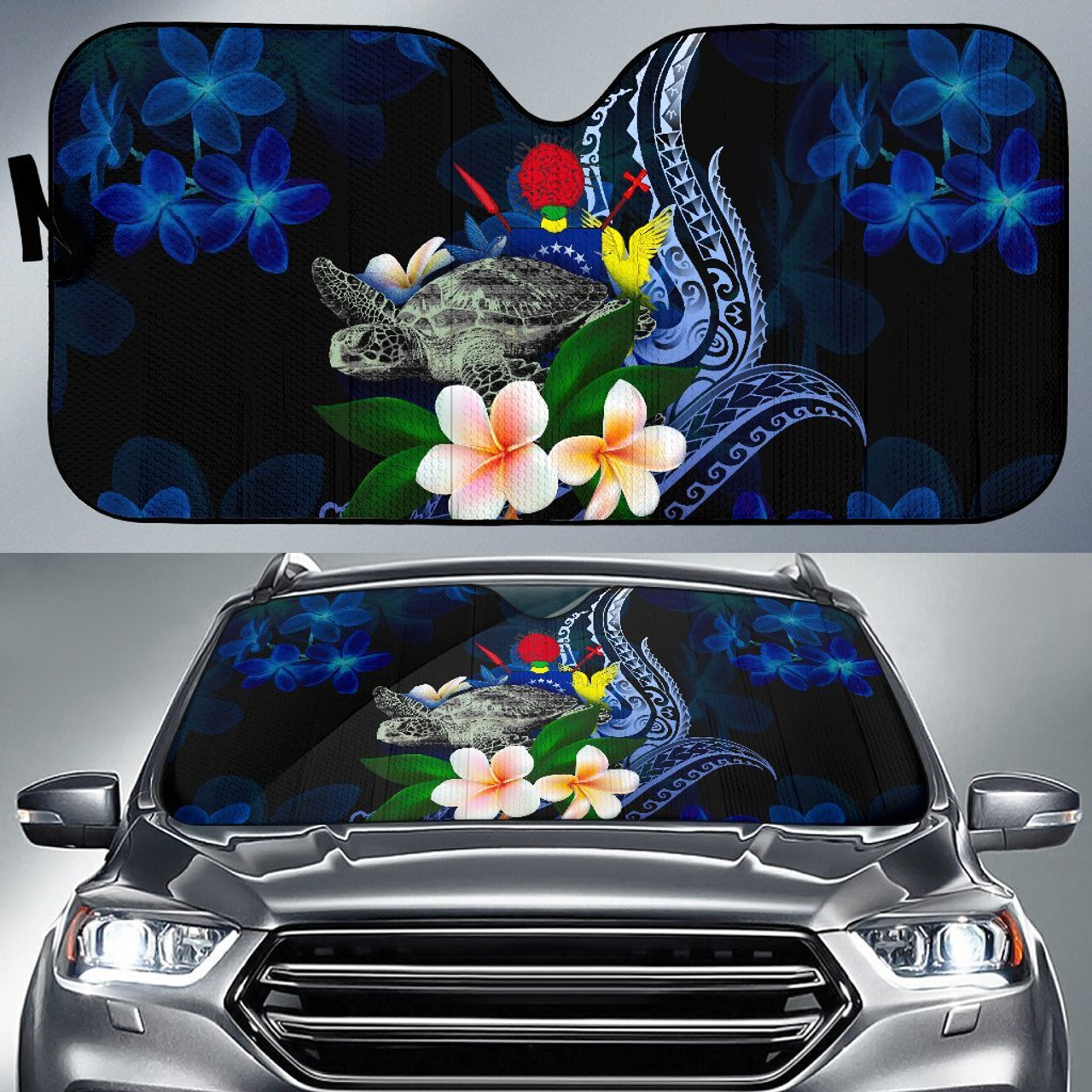 Cook Islands Polynesian Sun Shades - Turtle With Plumeria Flowers