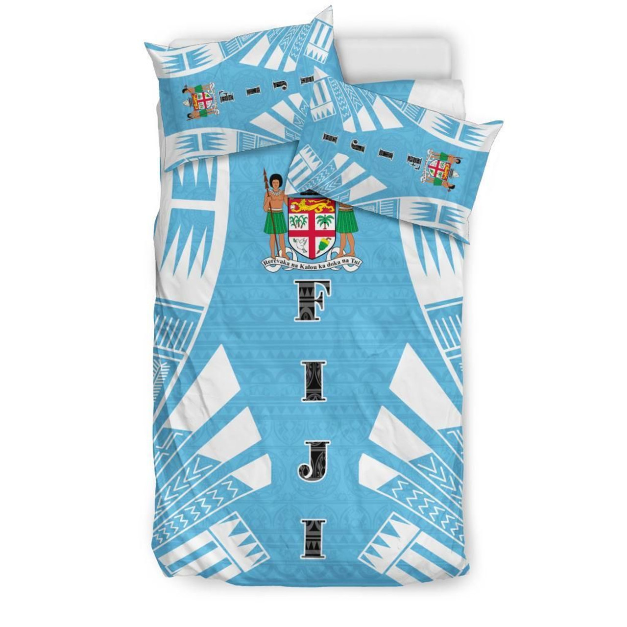 Fiji Duvet Cover Set - Polynesian Tattoo Flag 3