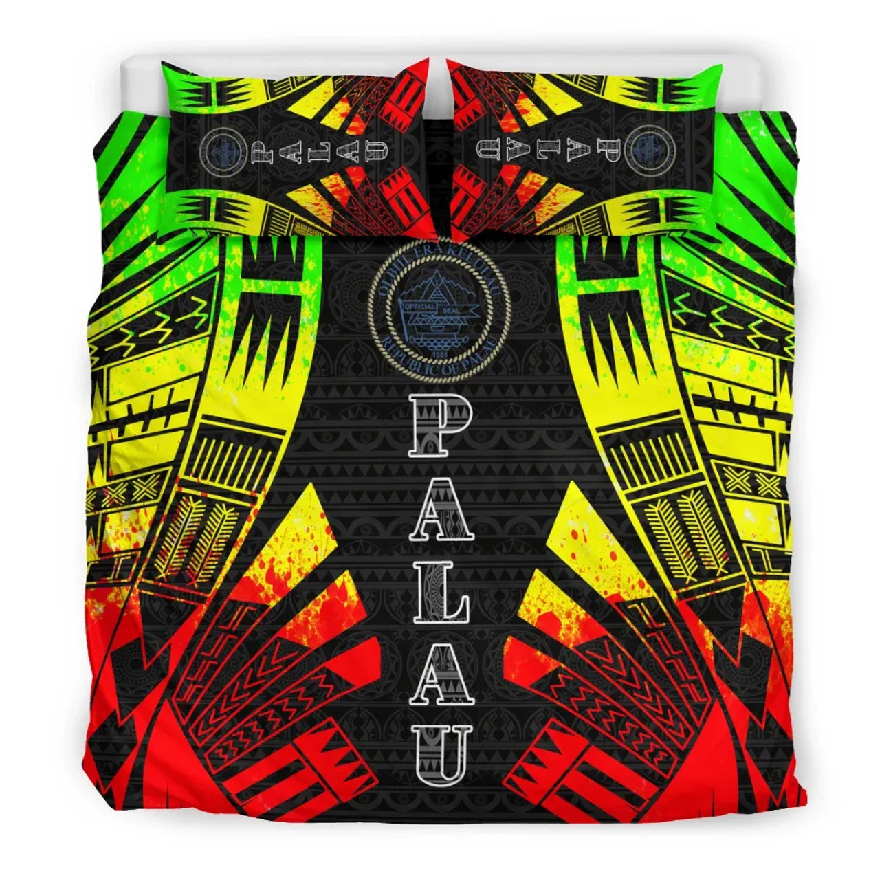 Palau Duvet Cover Set - Polynesian Tattoo Reggae 1