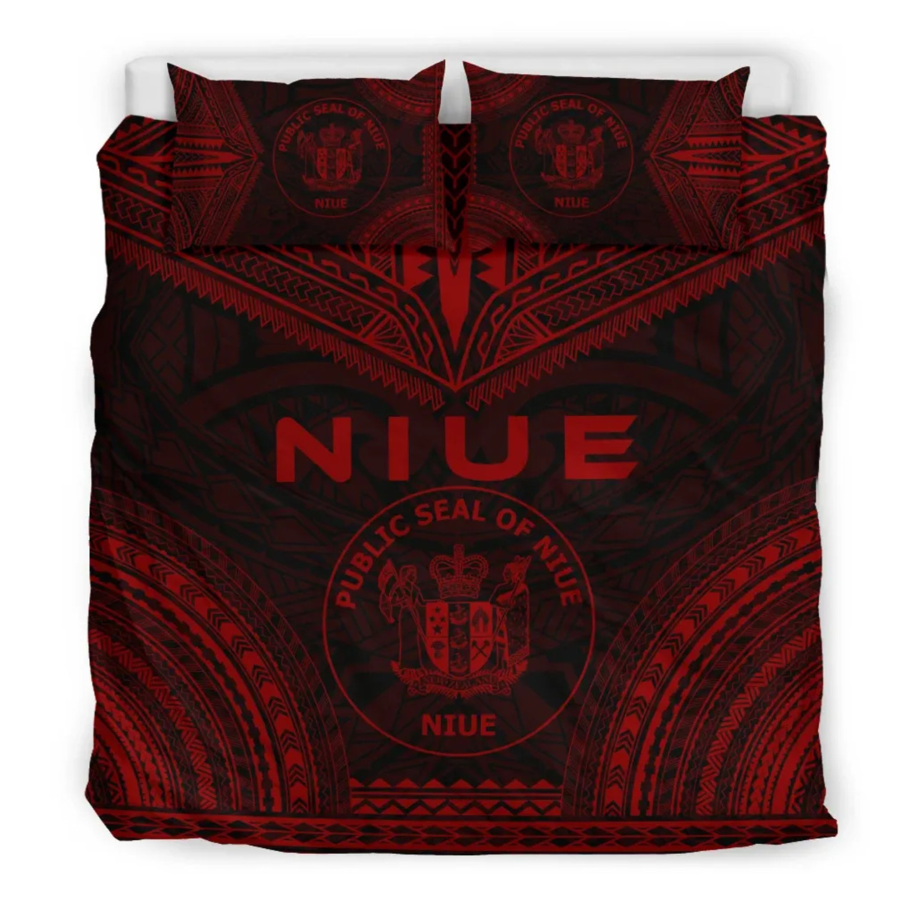 Niue Polynesian Chief Duvet Cover Set - Red Version 3