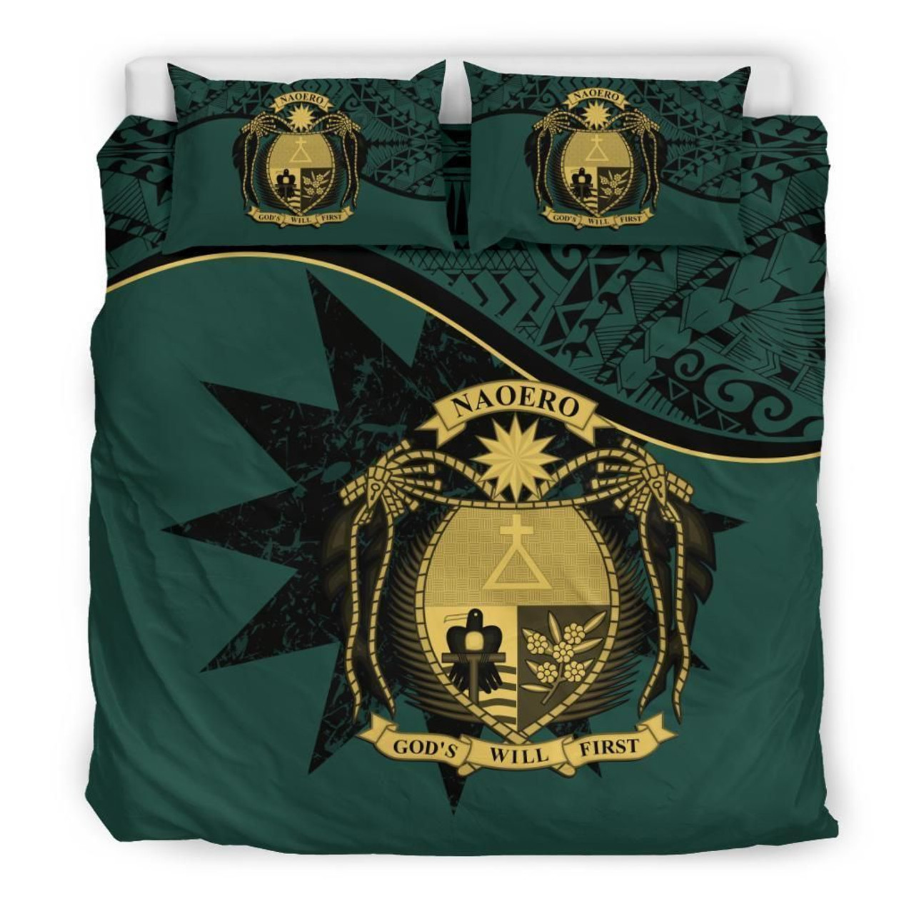Nauru Duvet Cover Set - Nauru Bedding Flag & Coat Of Arms Dark Green 1