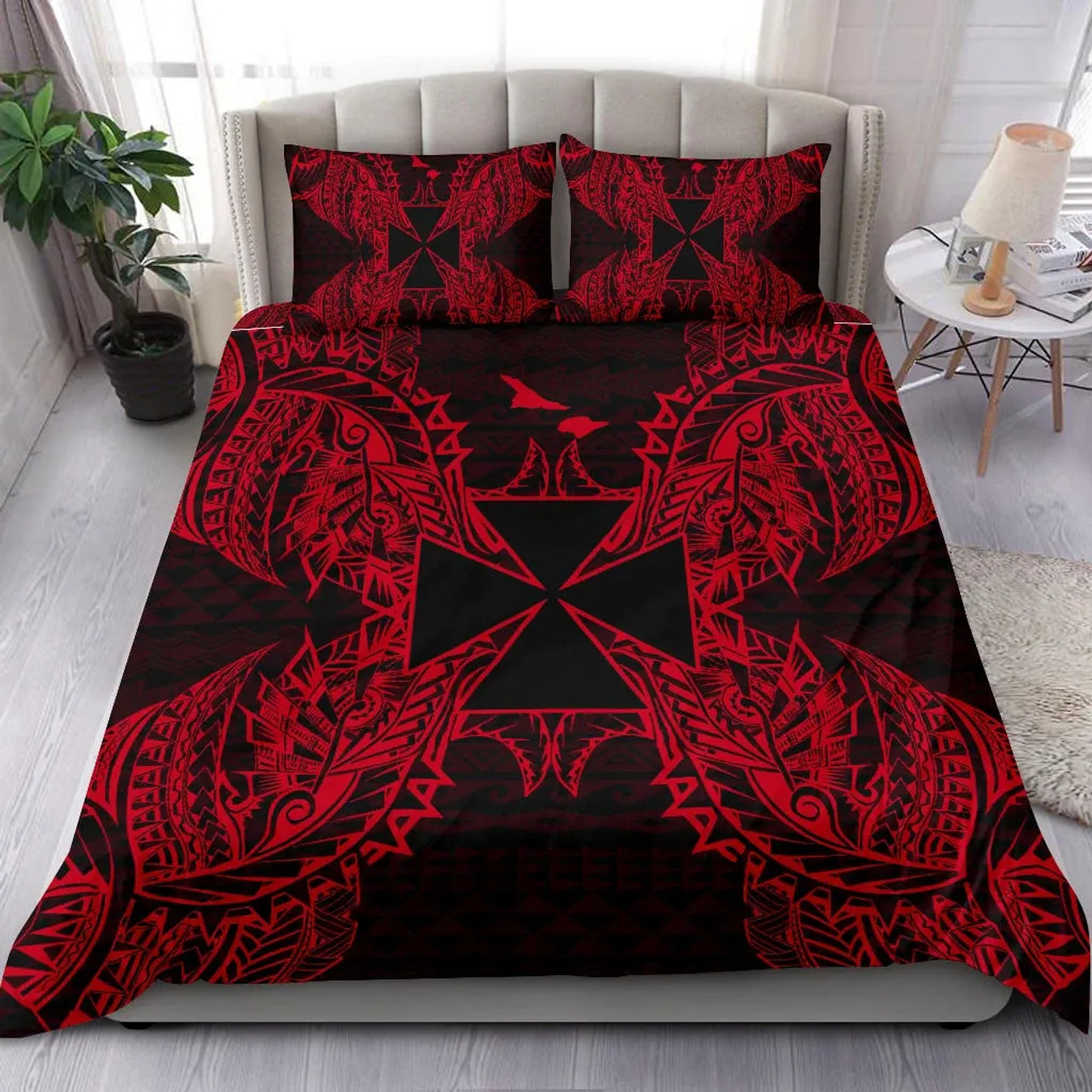 Polynesian Bedding Set - Wallis And Futuna Duvet Cover Set Map Red 1