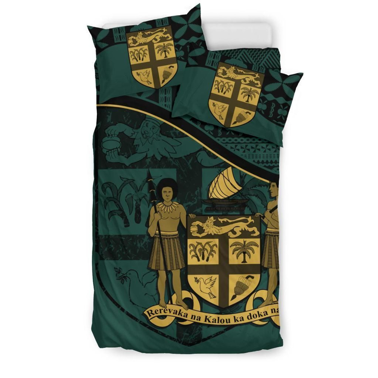 Polynesian Duvet Cover Set - Fiji Bedding Set Dark Green 3