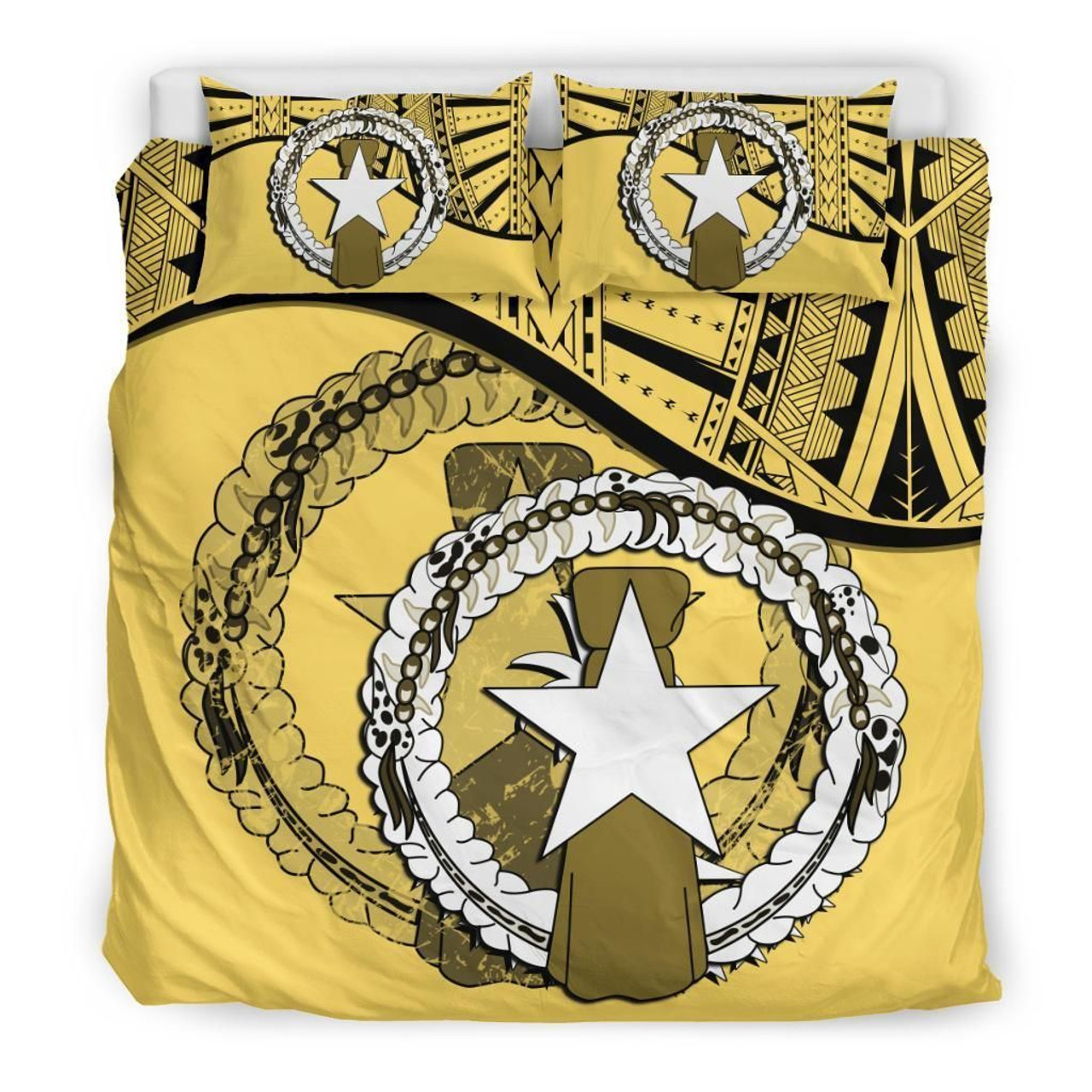 Northern Mariana Islands Duvet Cover Set - Northern Mariana Islands Flag Yellow 1