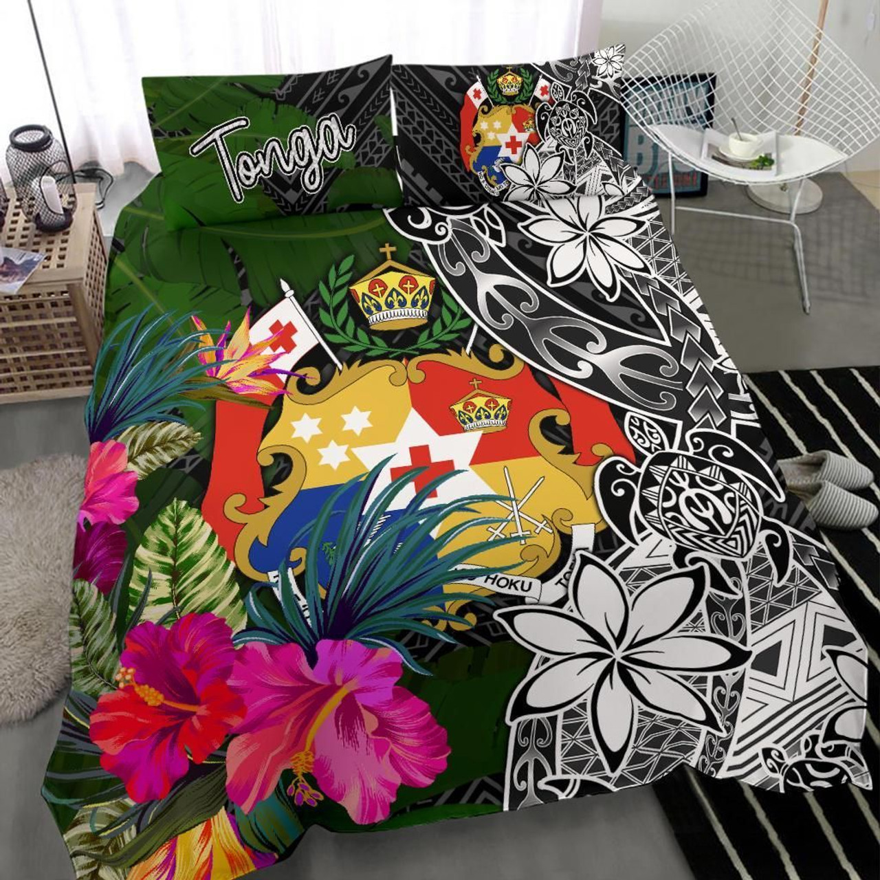 Guam Bedding Set - Turtle Plumeria Banana Leaf 6