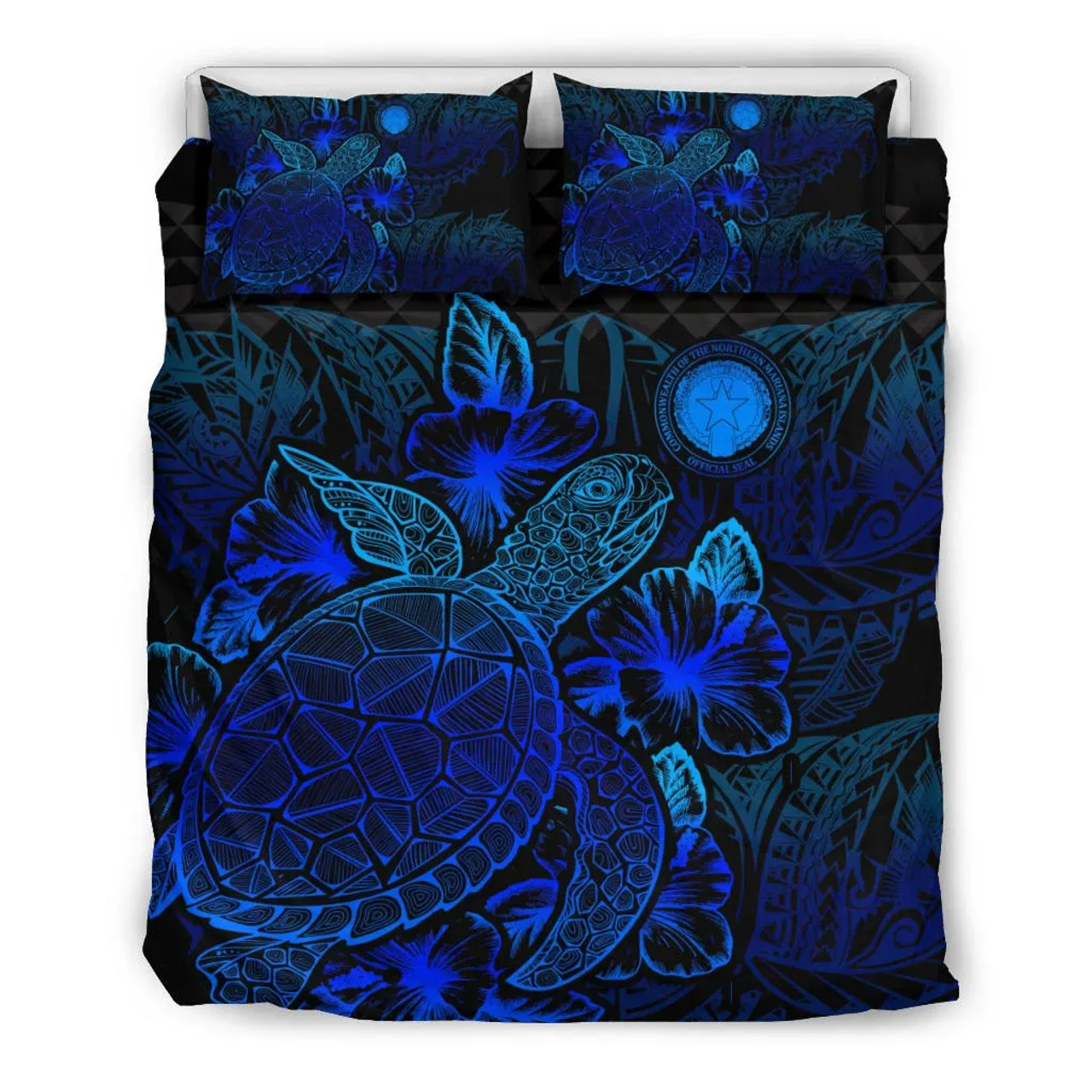 Polynesian Bedding Set - Northern Mariana Islands Duvet Cover Set Blue Color 2