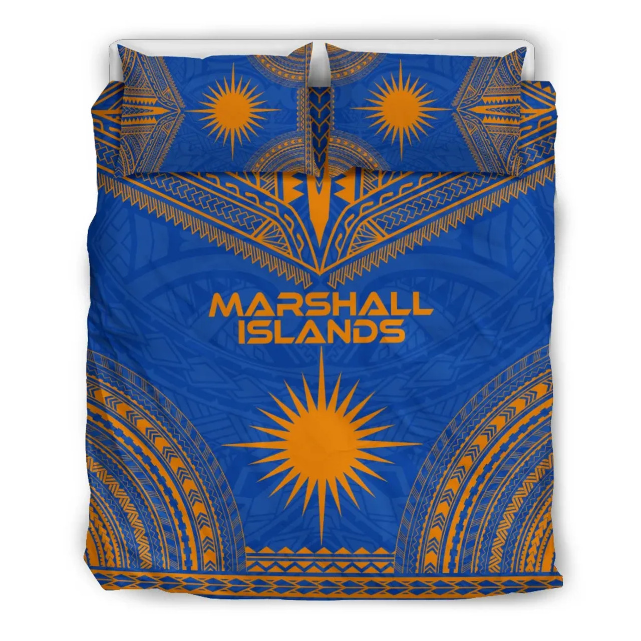 Marshall Islands Flag Polynesian Chief Duvet Cover Set 1