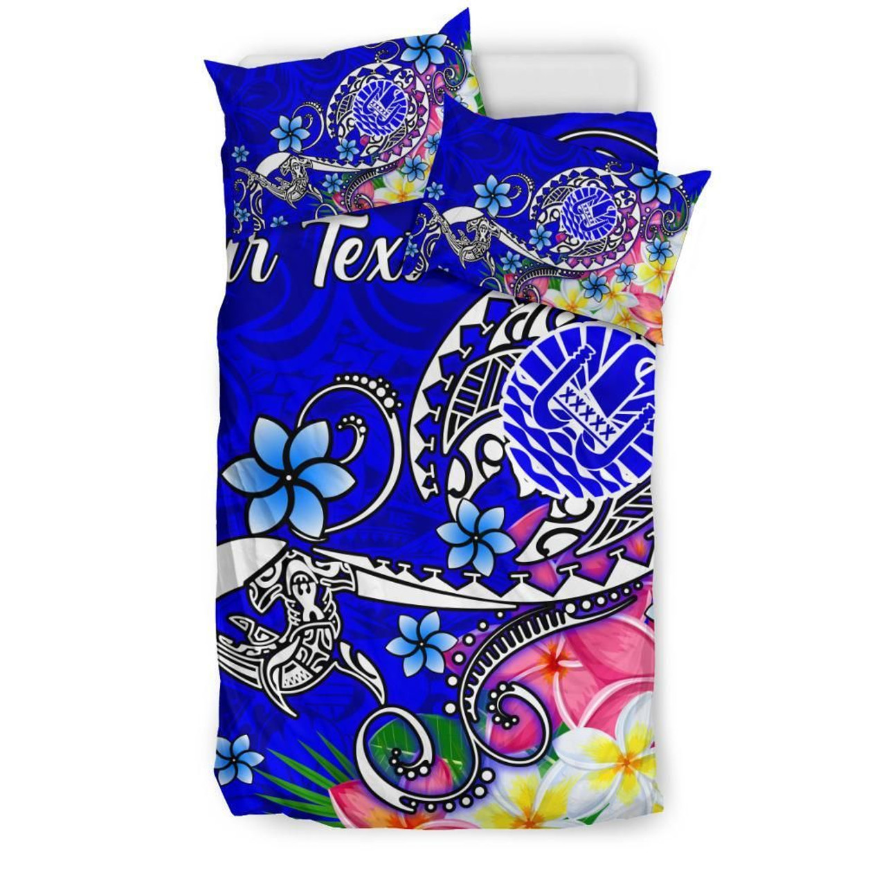 Tahiti Custom Personalised Bedding Set - Turtle Plumeria (Blue) 2