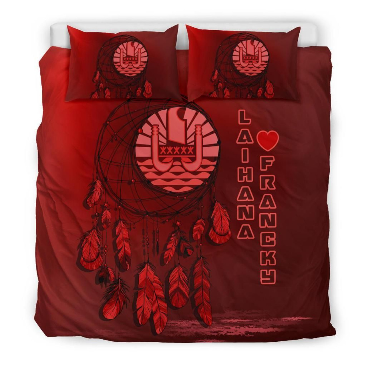 Tahiti Duvet Cover Set - Tahiti Coat Of Arms Dreamcatcher Custom Personalised Red 1