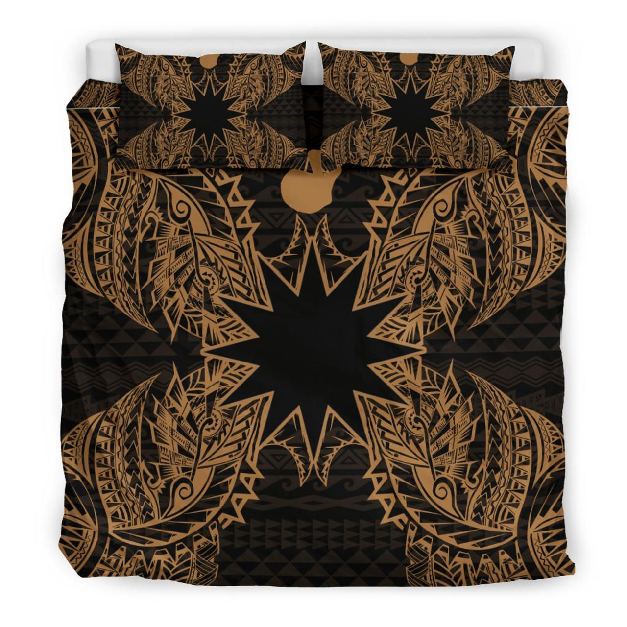 Polynesian Bedding Set - Nauru Duvet Cover Set Map Gold 3