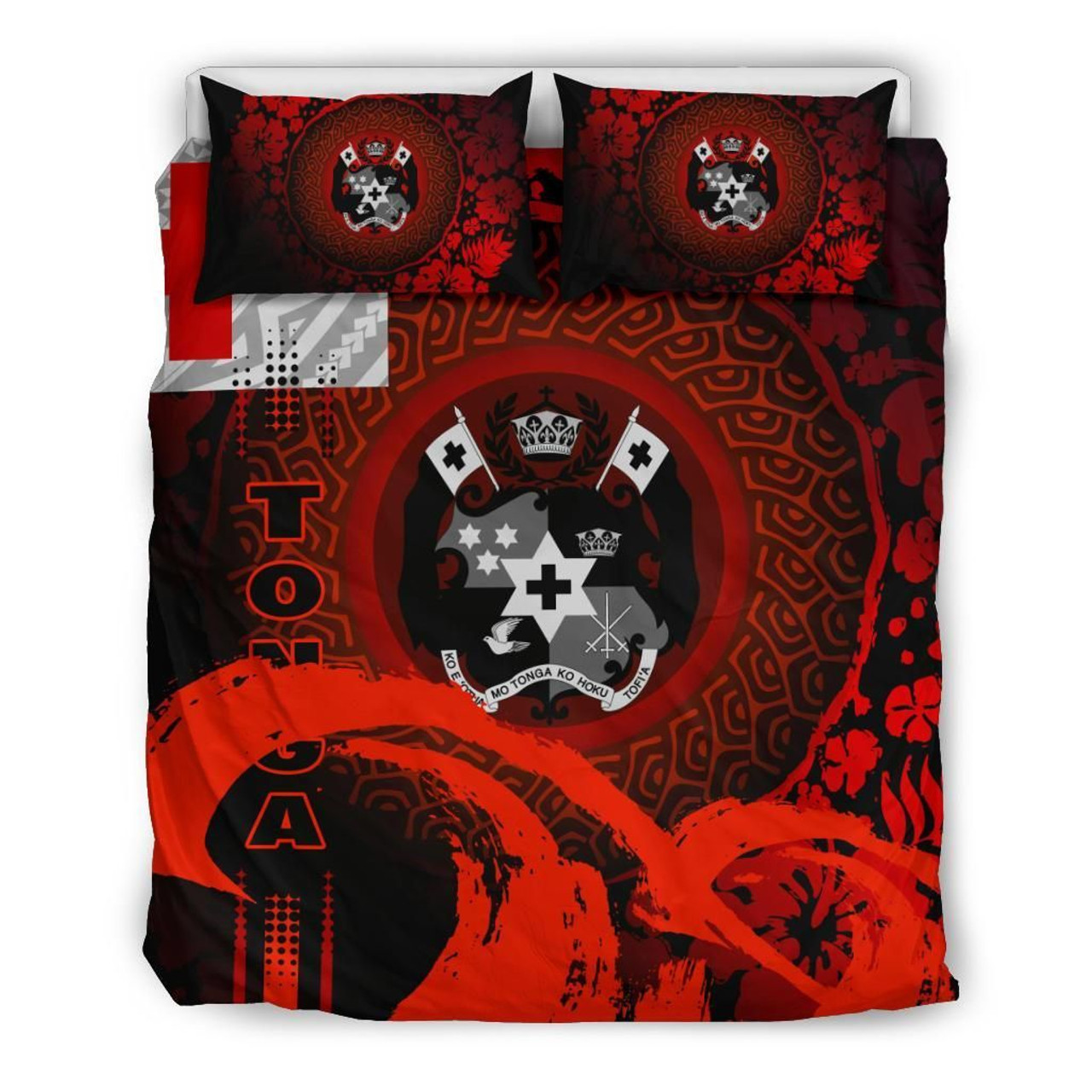 Tonga Duvet Cover Set - Hibiscus And Wave Red 2