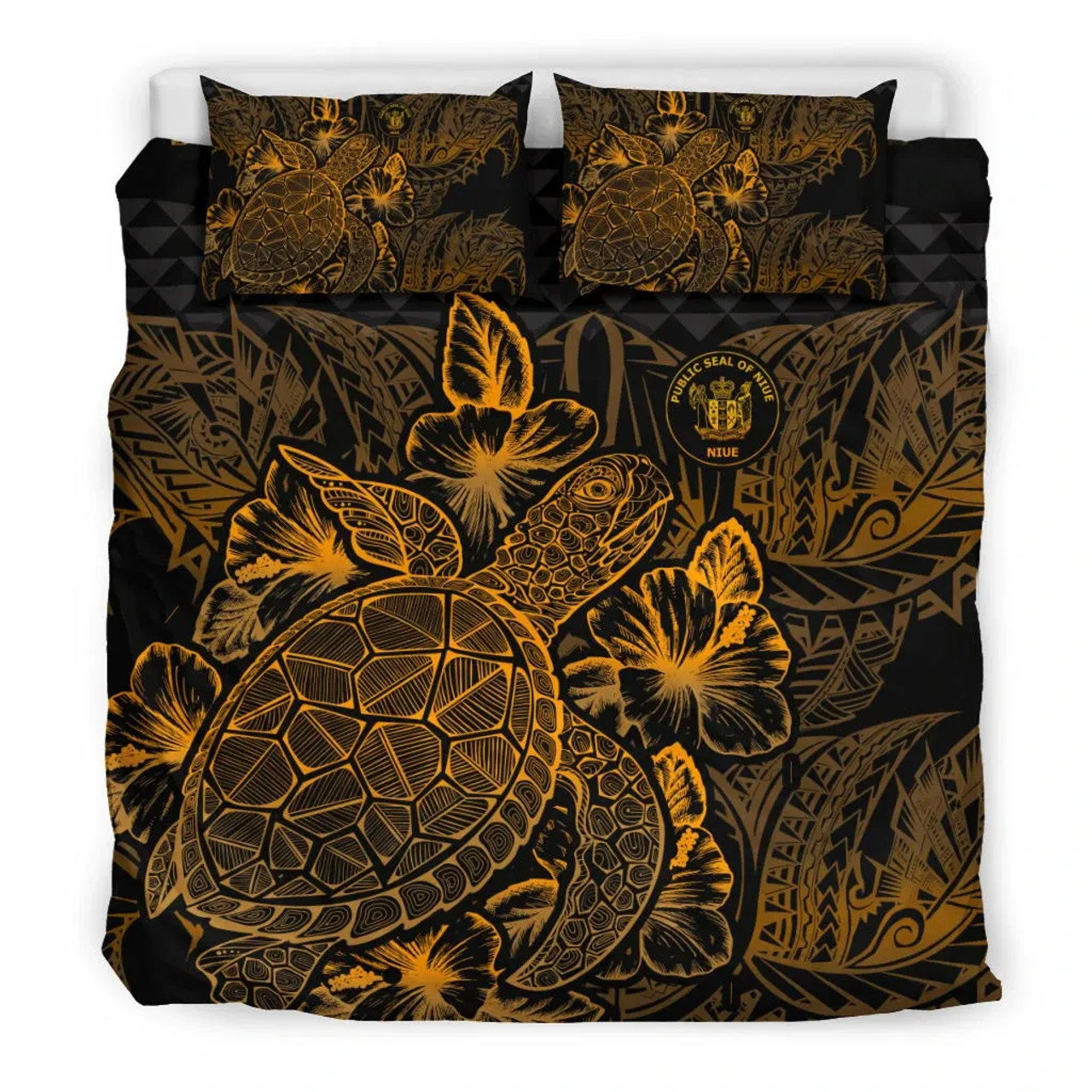 Polynesian Bedding Set - Niue Duvet Cover Set Gold Color 1