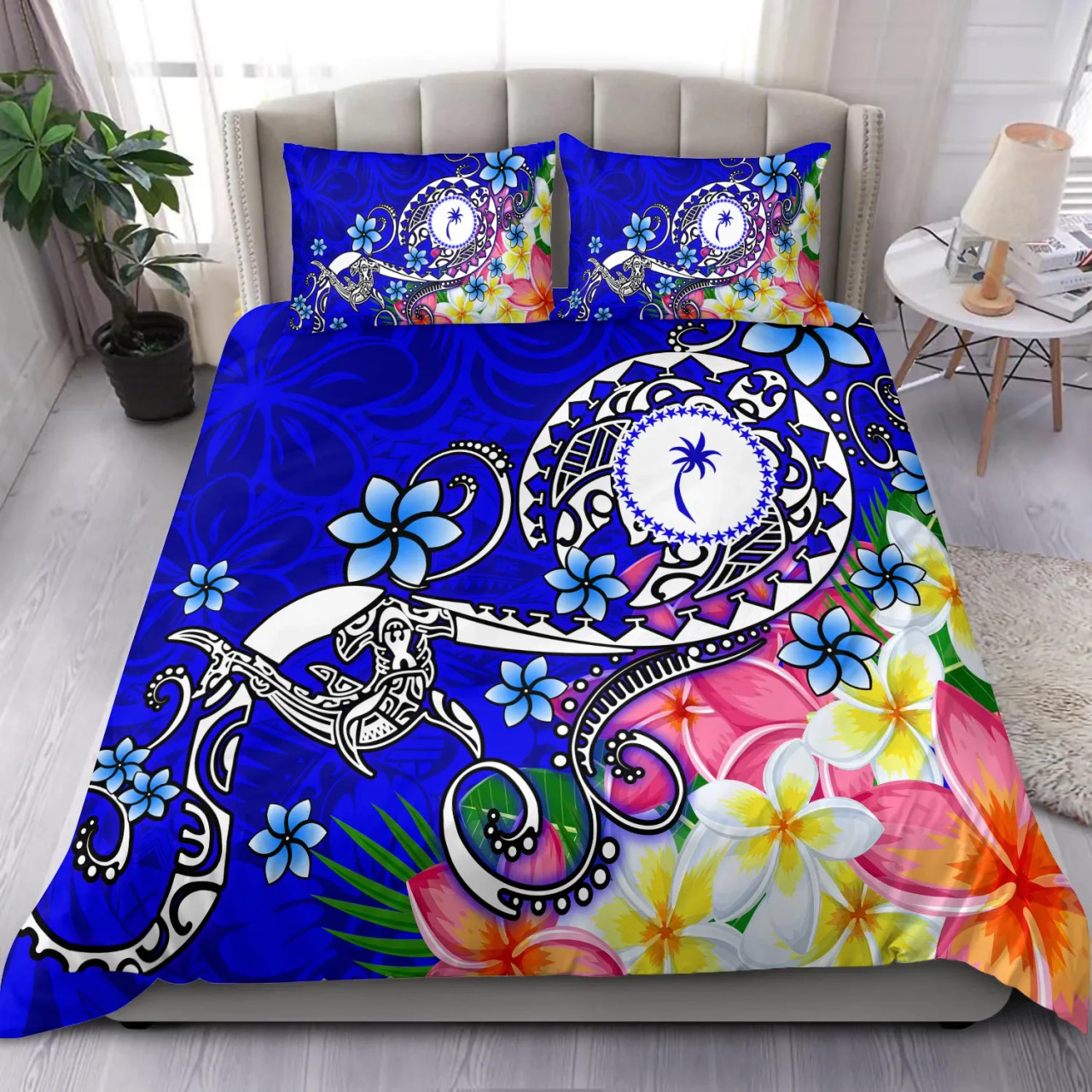 Kosrae Bedding Set - Turtle Plumeria (Blue) 1