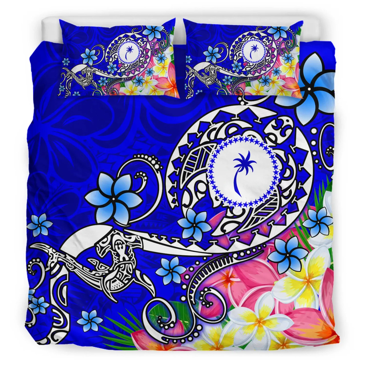 Kosrae Bedding Set - Turtle Plumeria (Blue) 3