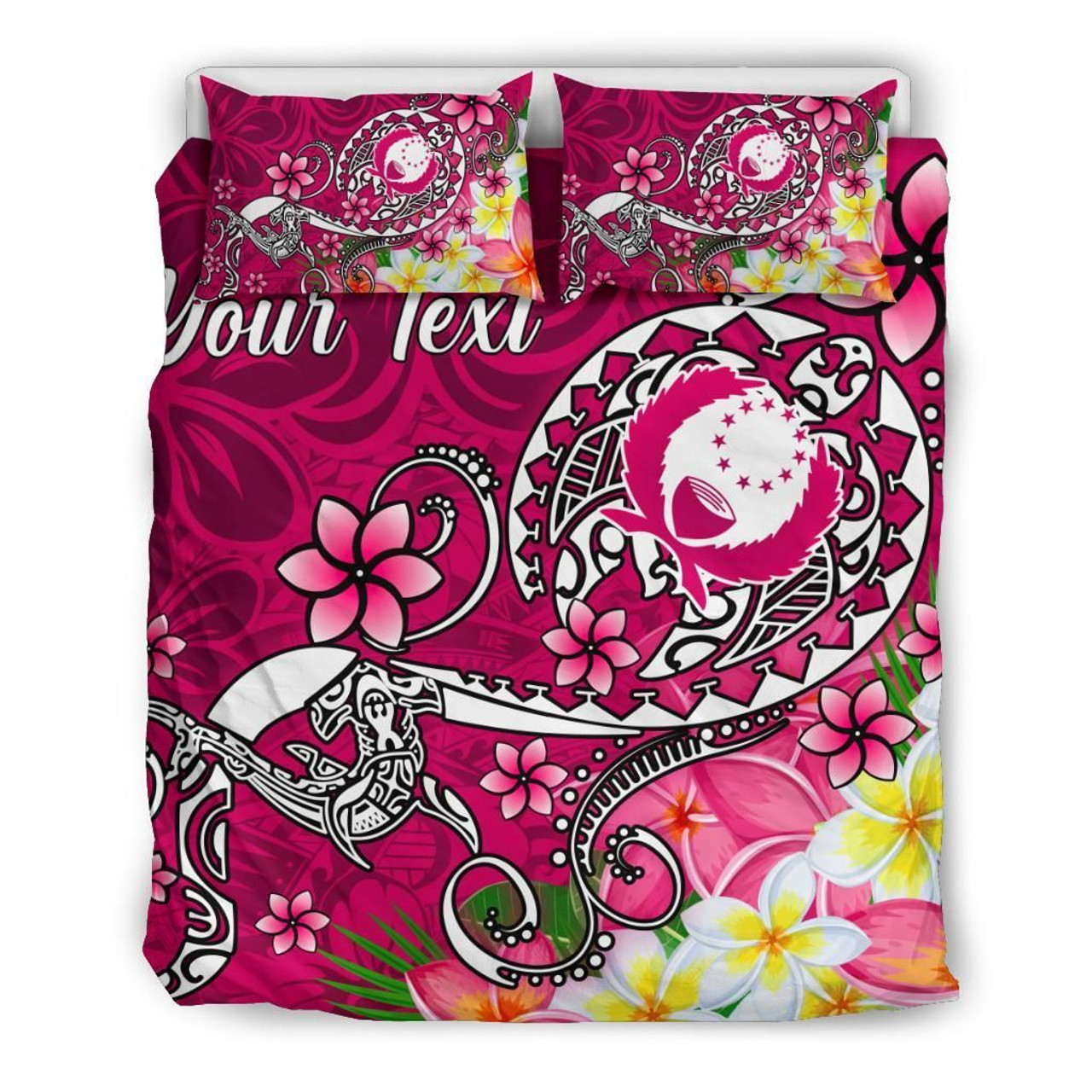 Pohnpei Custom Personalised Bedding Set - Turtle Plumeria (Pink) 3