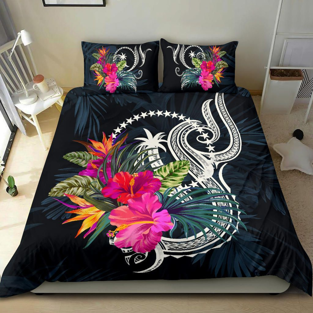 Polynesian Bedding Set - Chuuk Duvet Cover Set Tropical Flowers 1