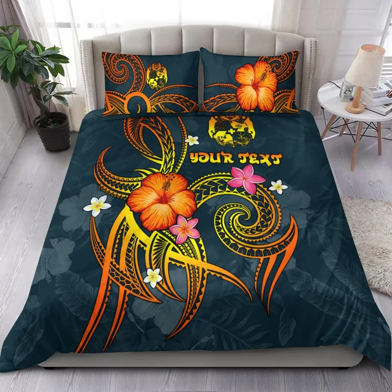 Tuvalu Bedding Set - Polynesian Shark Hibiscus Flower 4