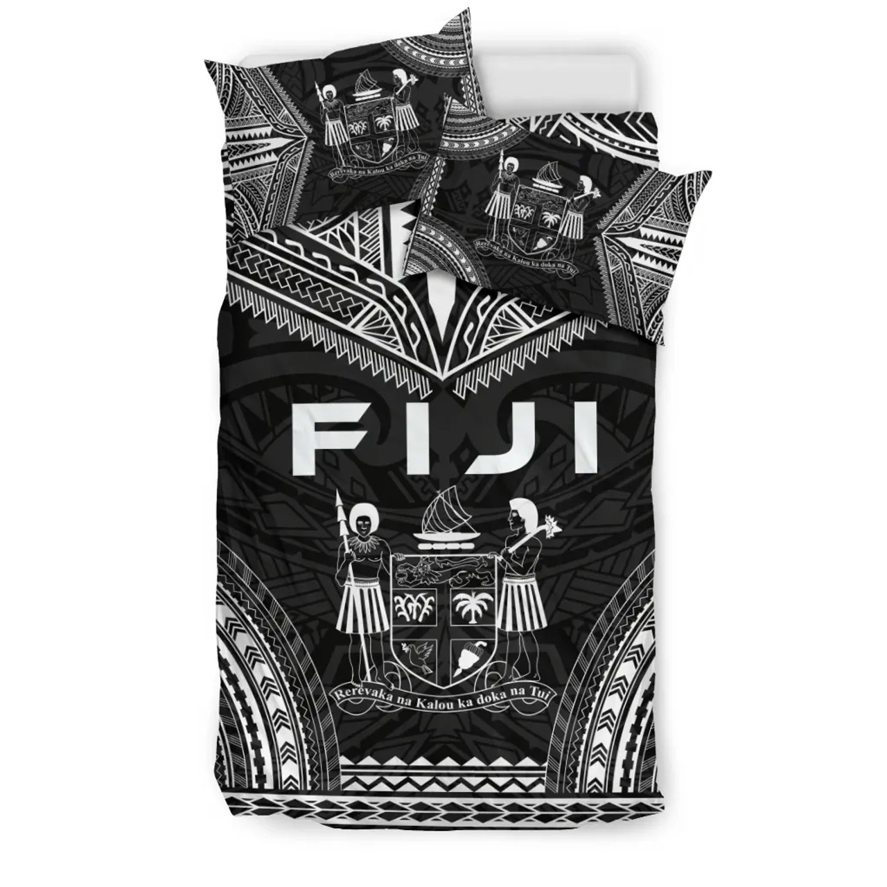 Fiji Polynesian Chief Duvet Cover Set - Black Version 2