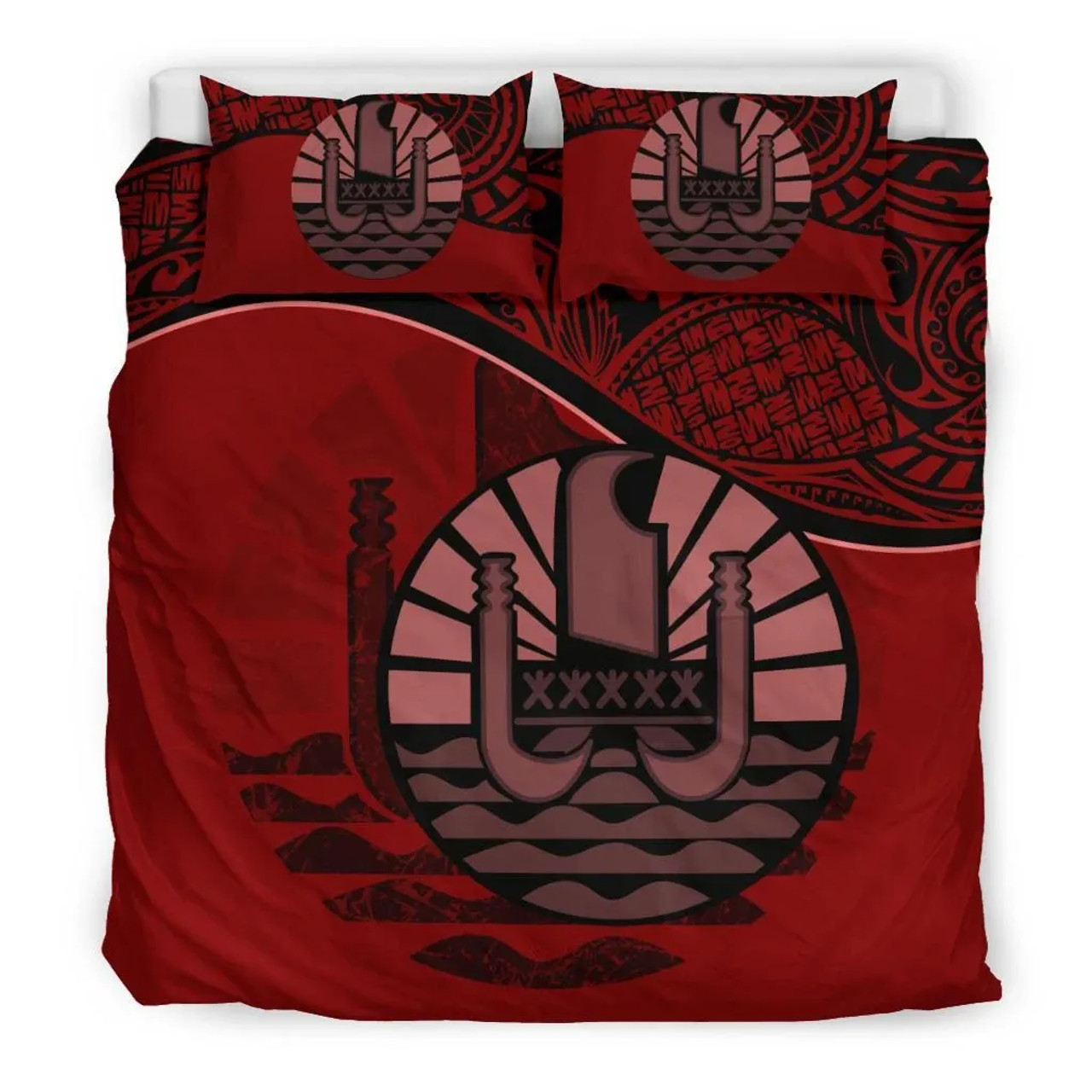 Tahiti Duvet Cover Set - Tahiti Flag Red 1