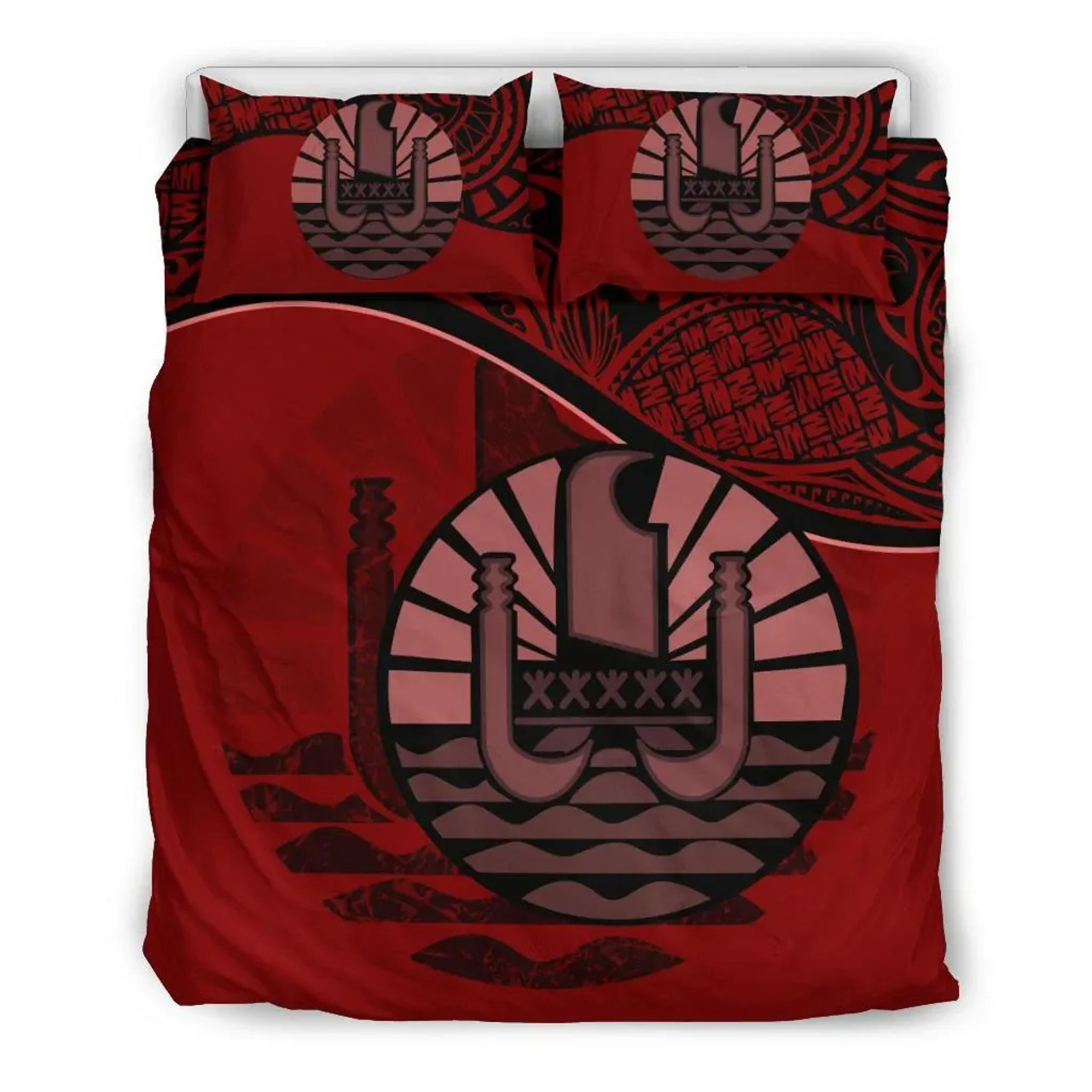 Tahiti Duvet Cover Set - Tahiti Flag Red 2