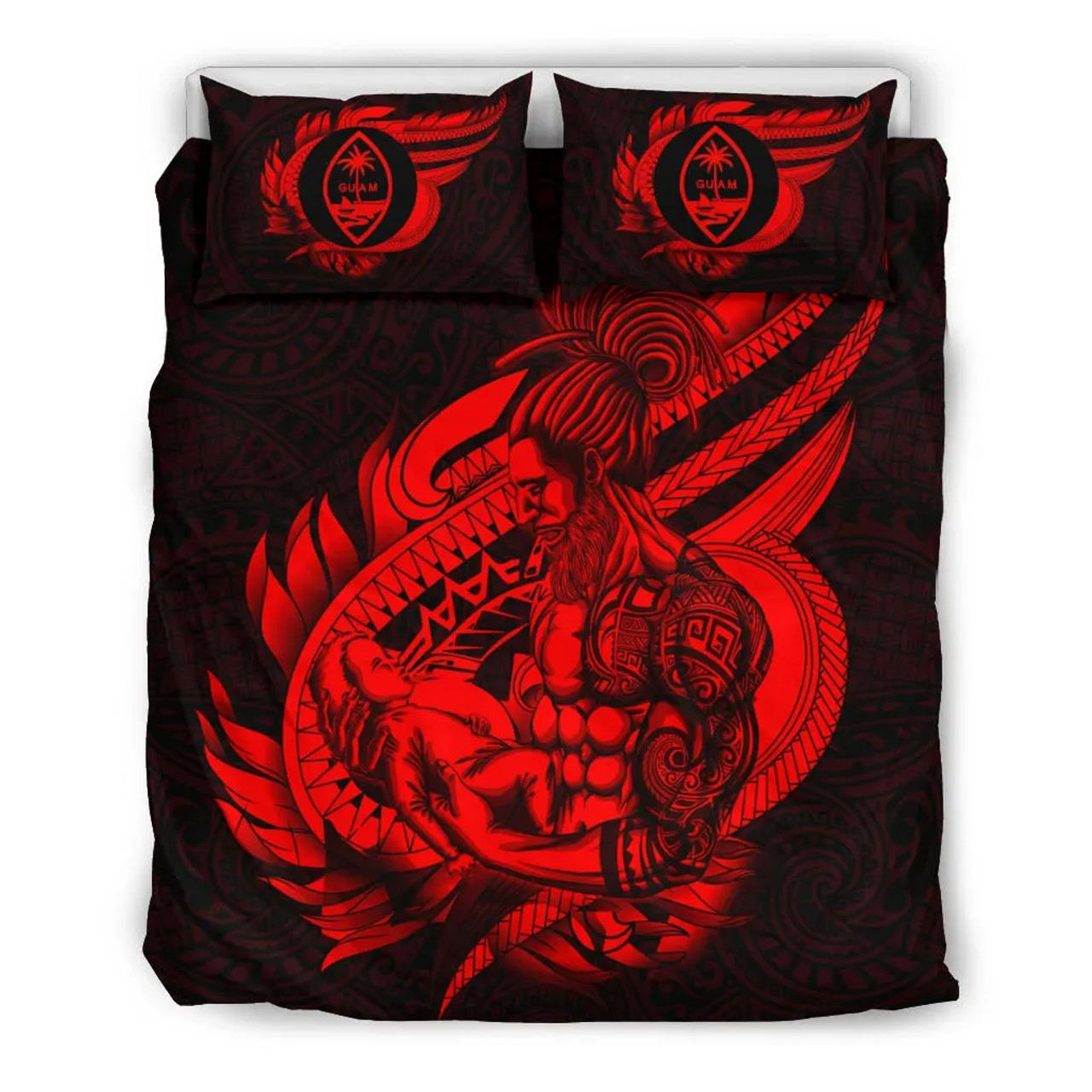 Polynesian Bedding Set - Guam Duvet Cover Set Father And Son Red 3