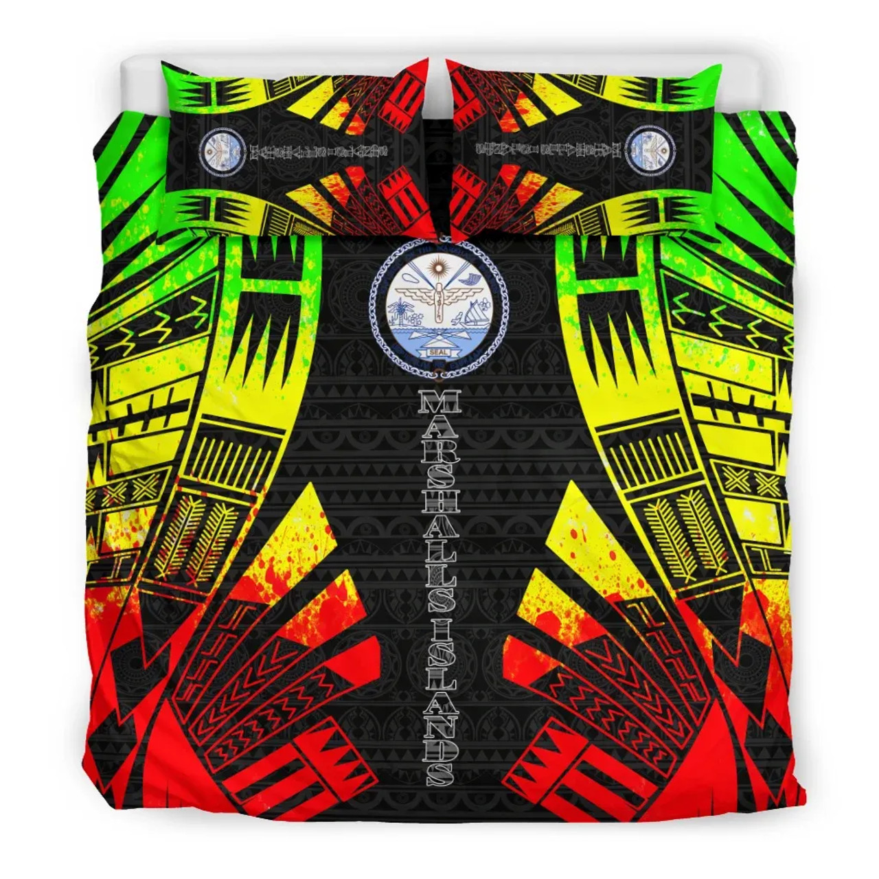 Marshall Islands Duvet Cover Set - Polynesian Tattoo Reggae 1