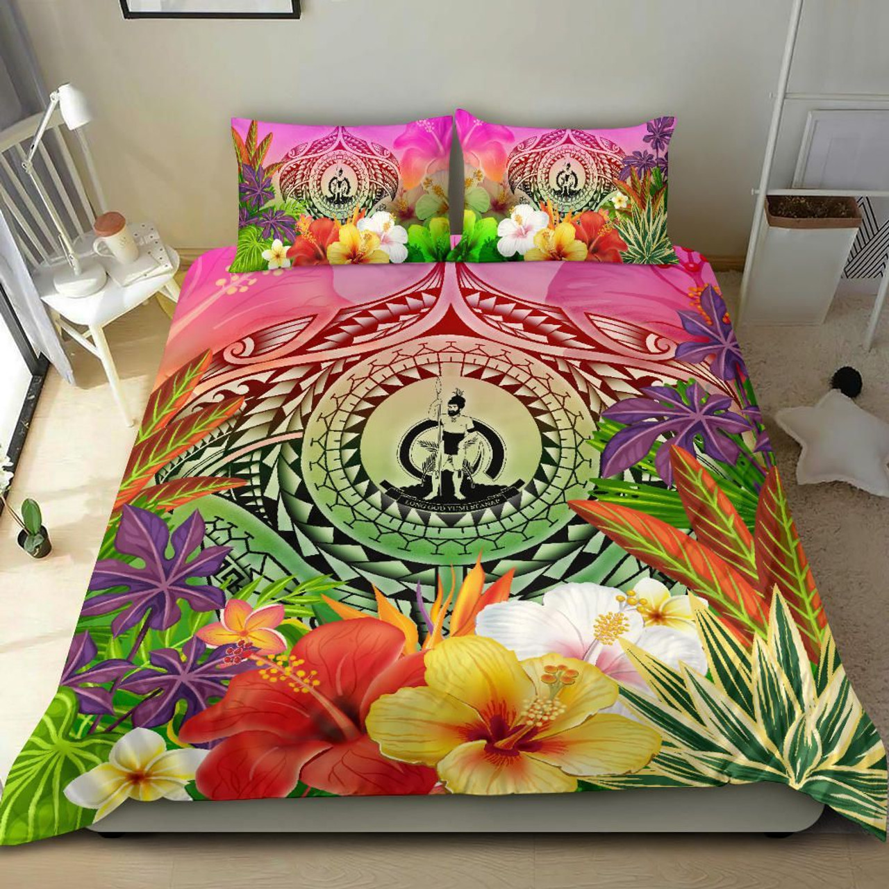 Society Islands Duvet Cover Set - Polynesian Tattoo Flag 5