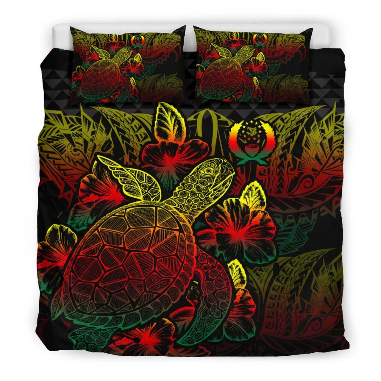 Polynesian Bedding Set - Pohnpei Duvet Cover Set Reggae Color 1