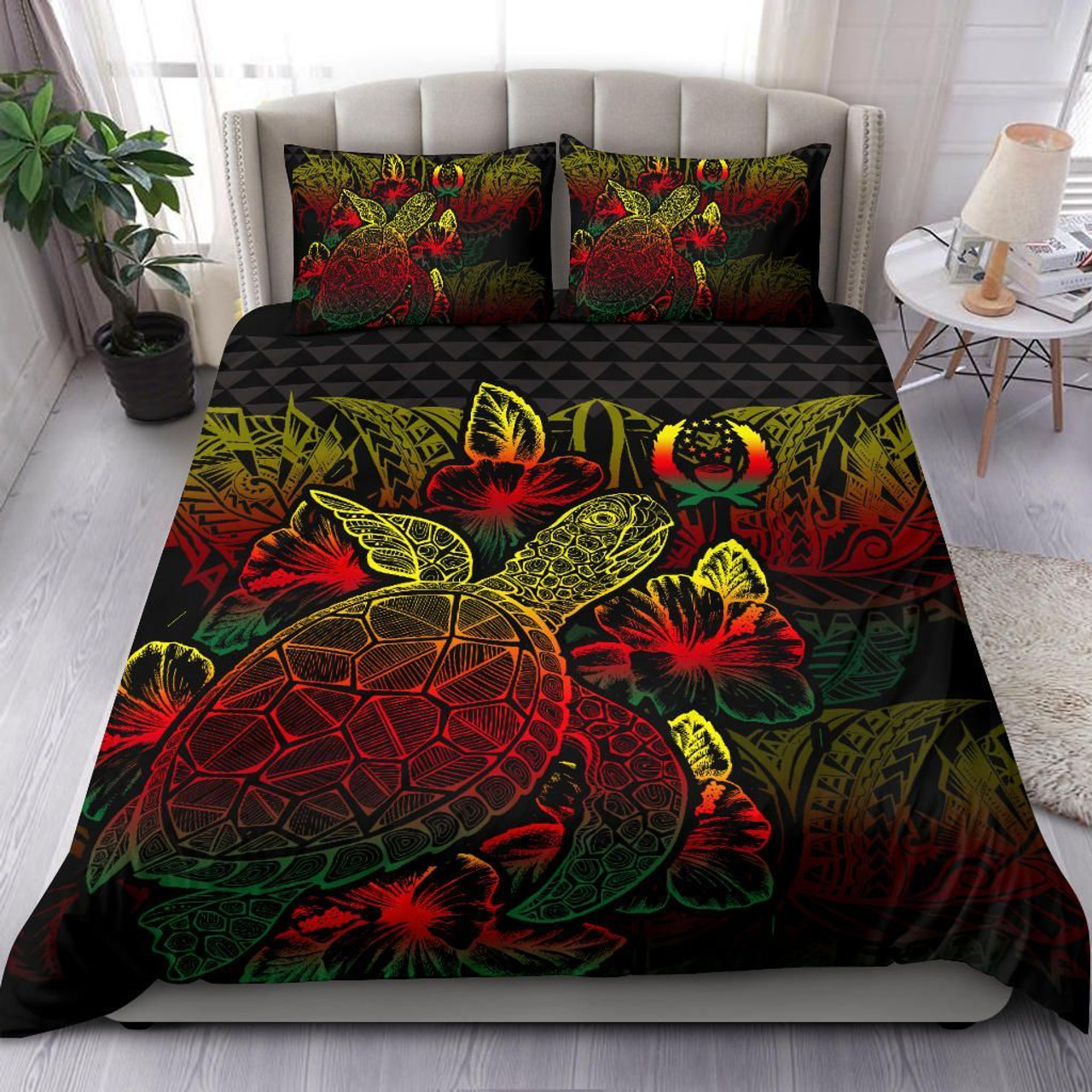 Polynesian Bedding Set - Pohnpei Duvet Cover Set Father And Son Red 5