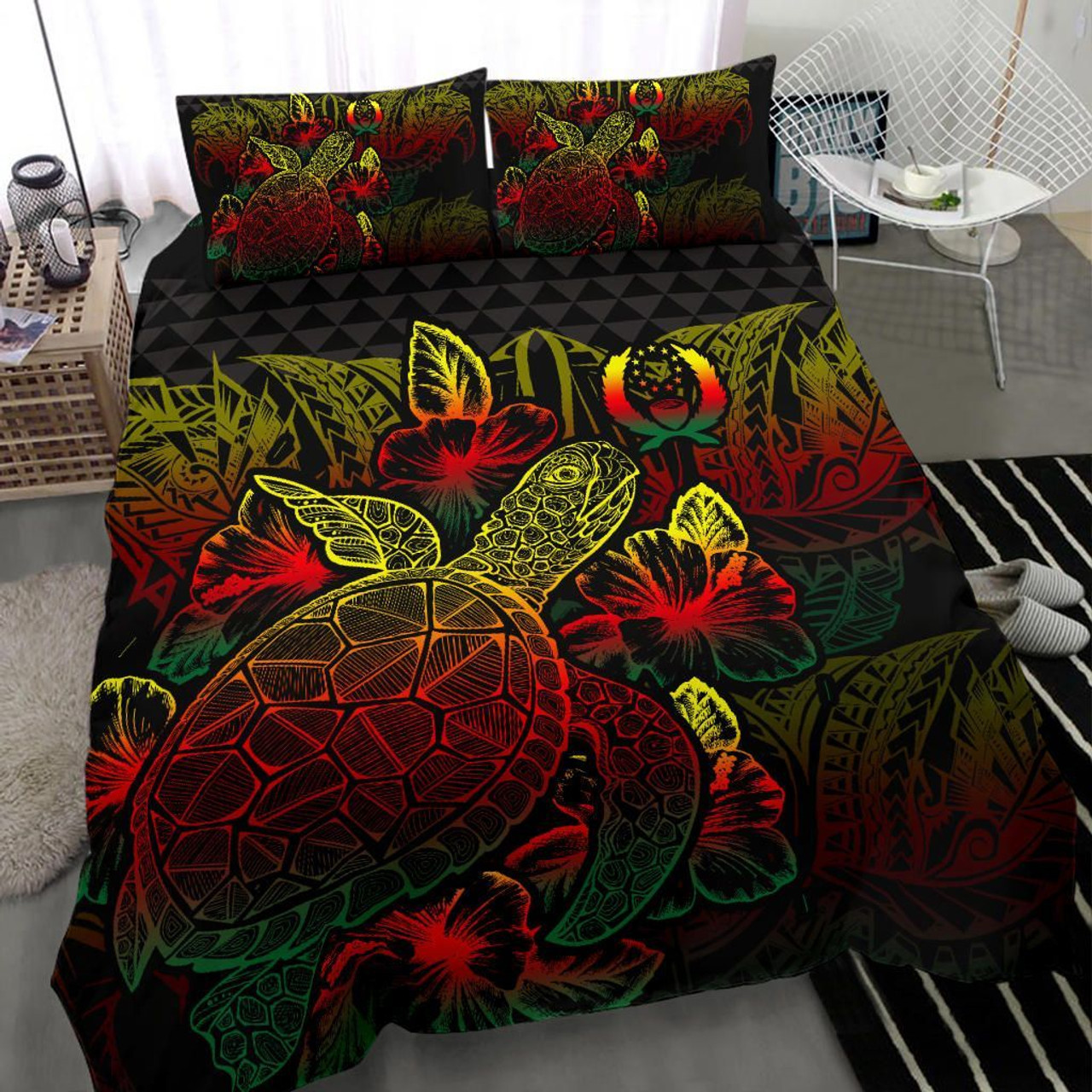 Polynesian Bedding Set - Pohnpei Duvet Cover Set Father And Son Red 6